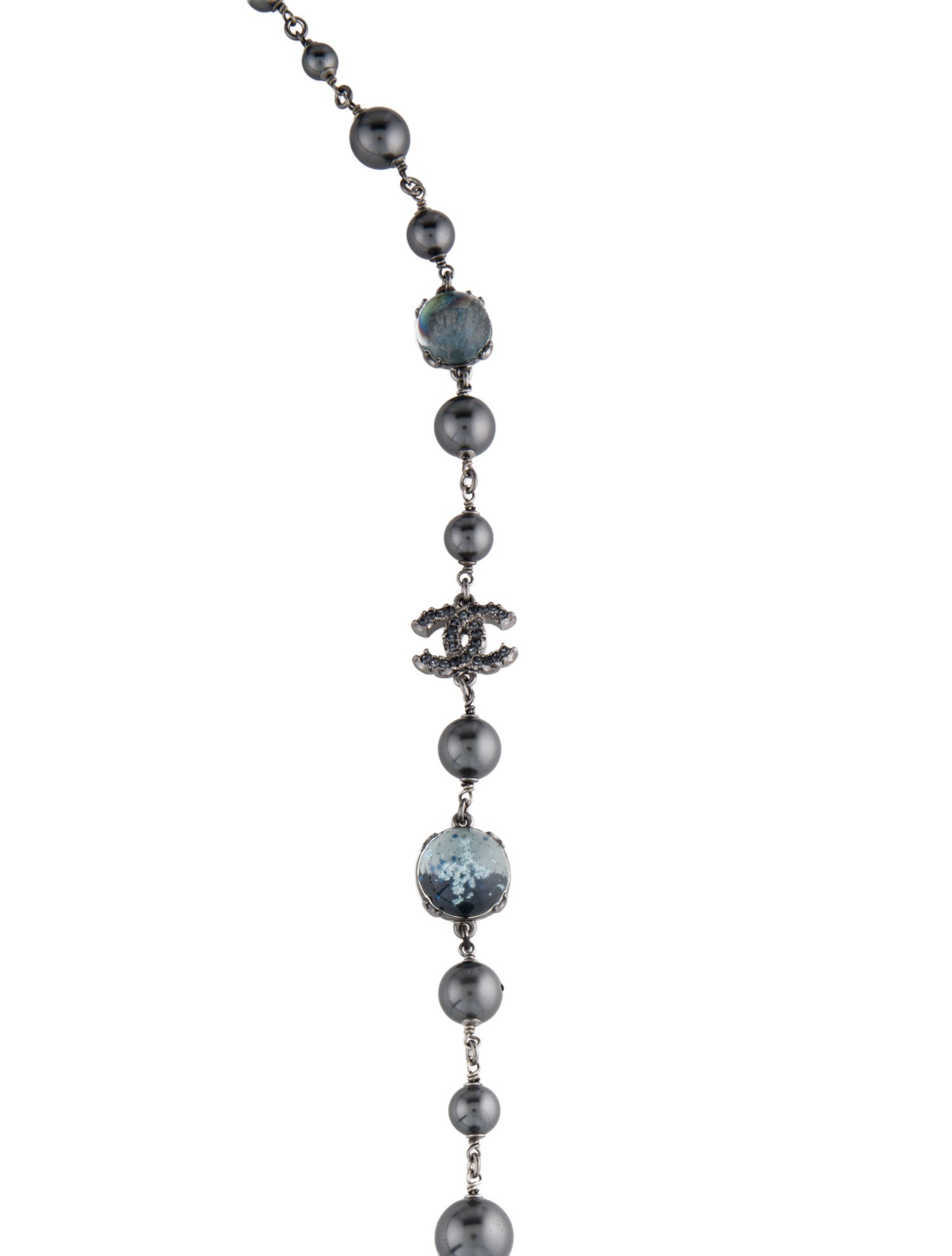 Chanel Faux Pearl, Strass & Resin CC Station Necklace