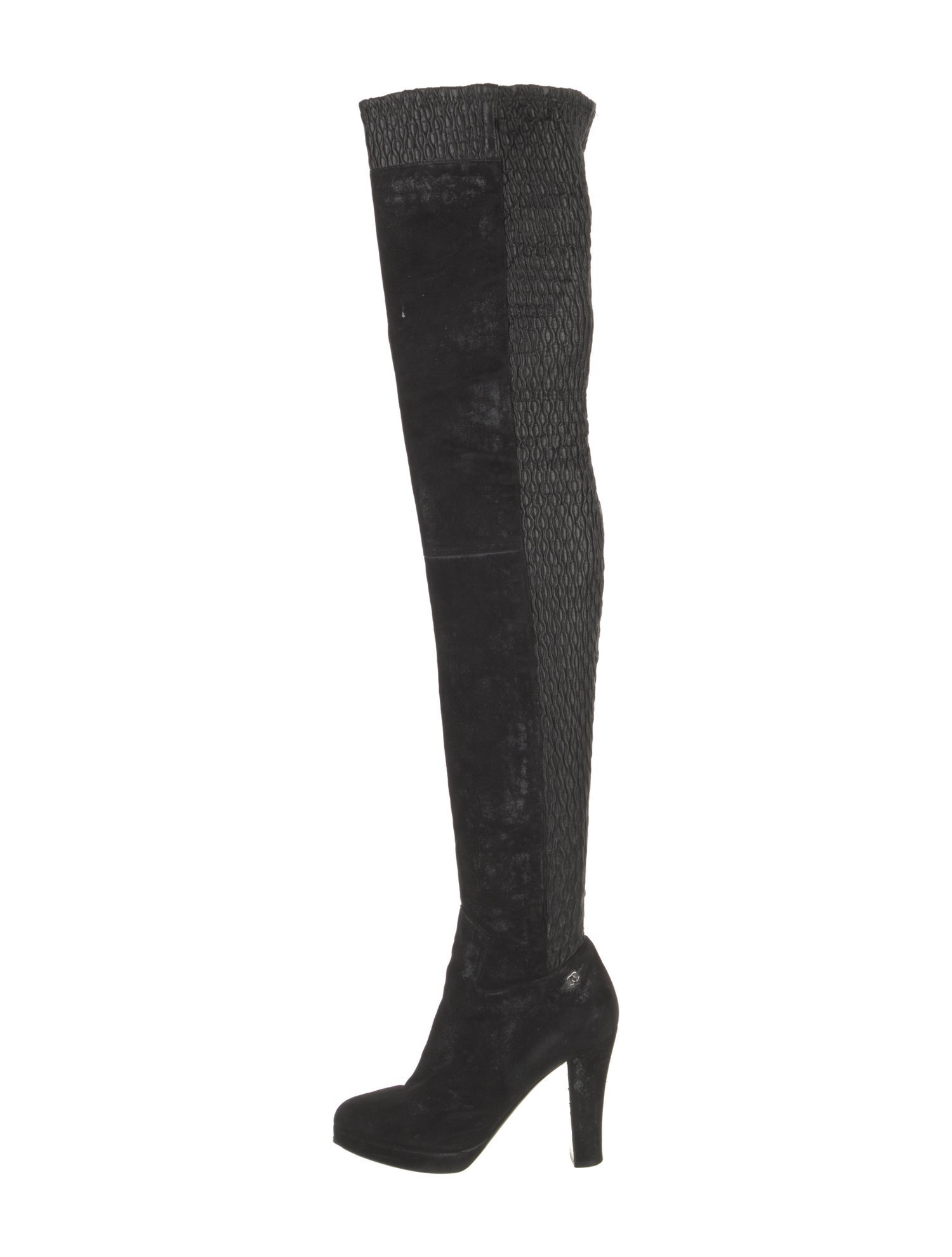 Chanel Vintage Interlocking CC Logo Sock Boots - Black Boots