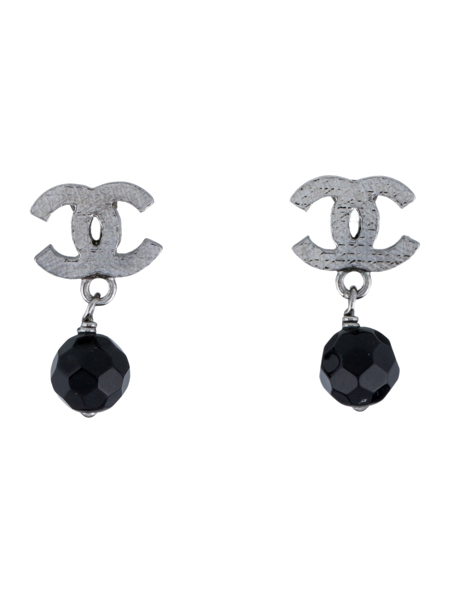 Chanel Textured CC Drop Earrings