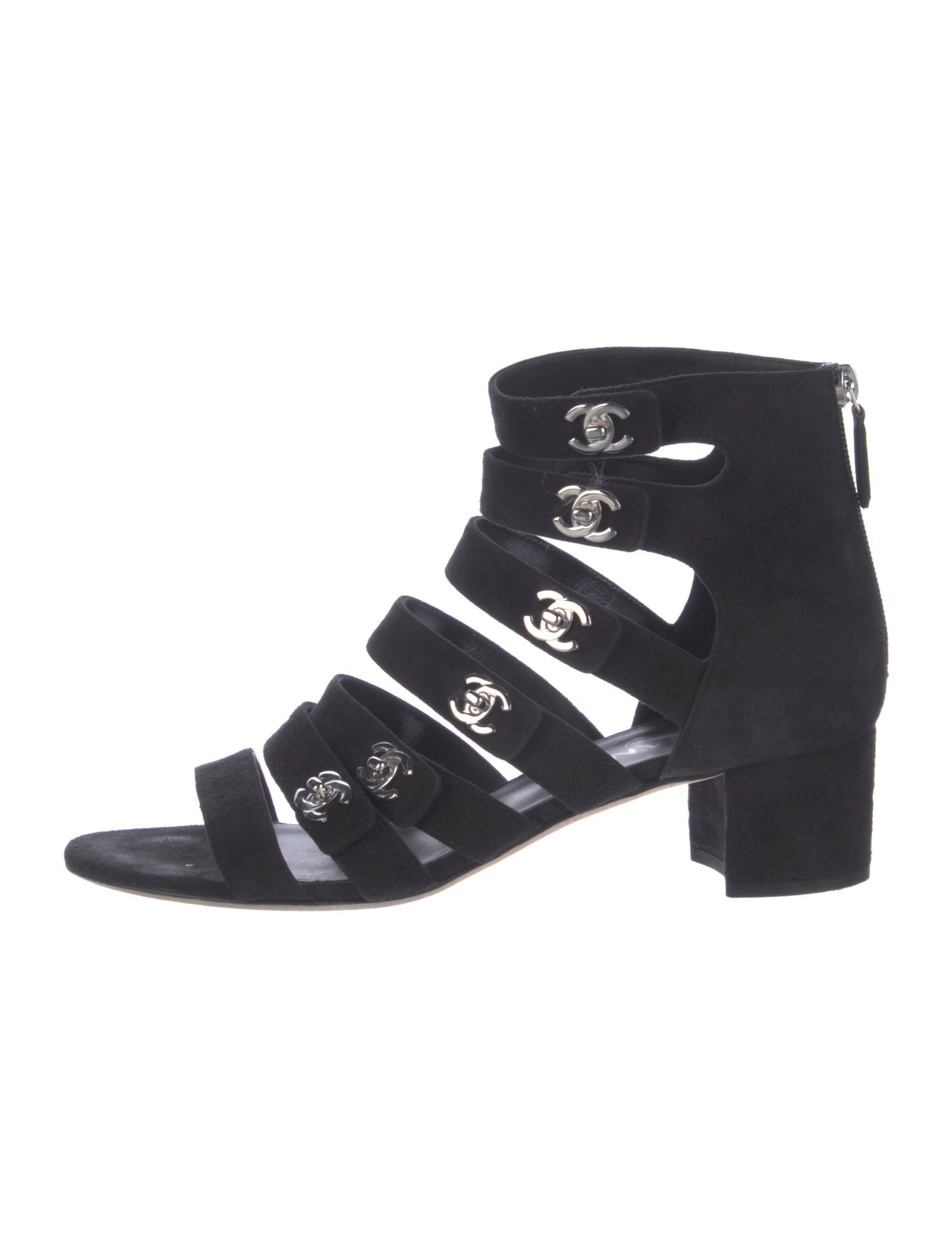 Chanel Interlocking CC Logo Suede Gladiator Sandals