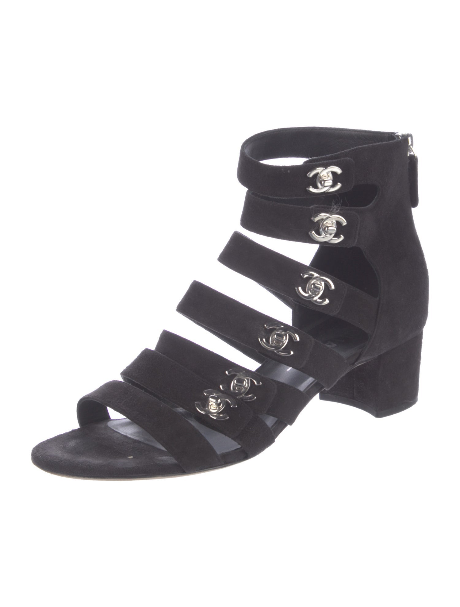Chanel Interlocking CC Logo Suede Gladiator Sandals