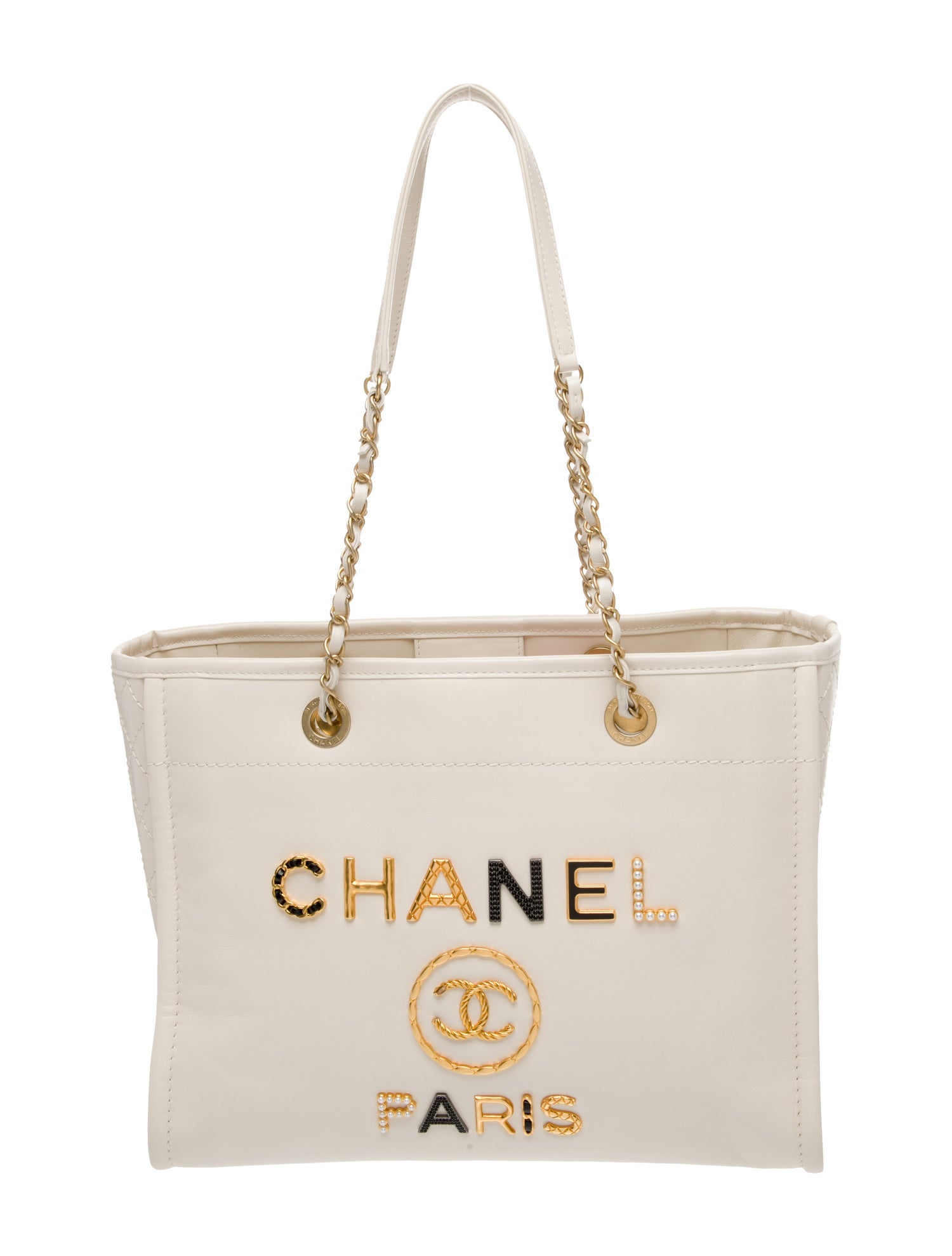 Chanel Medium Logo Charms Deauville Tote
