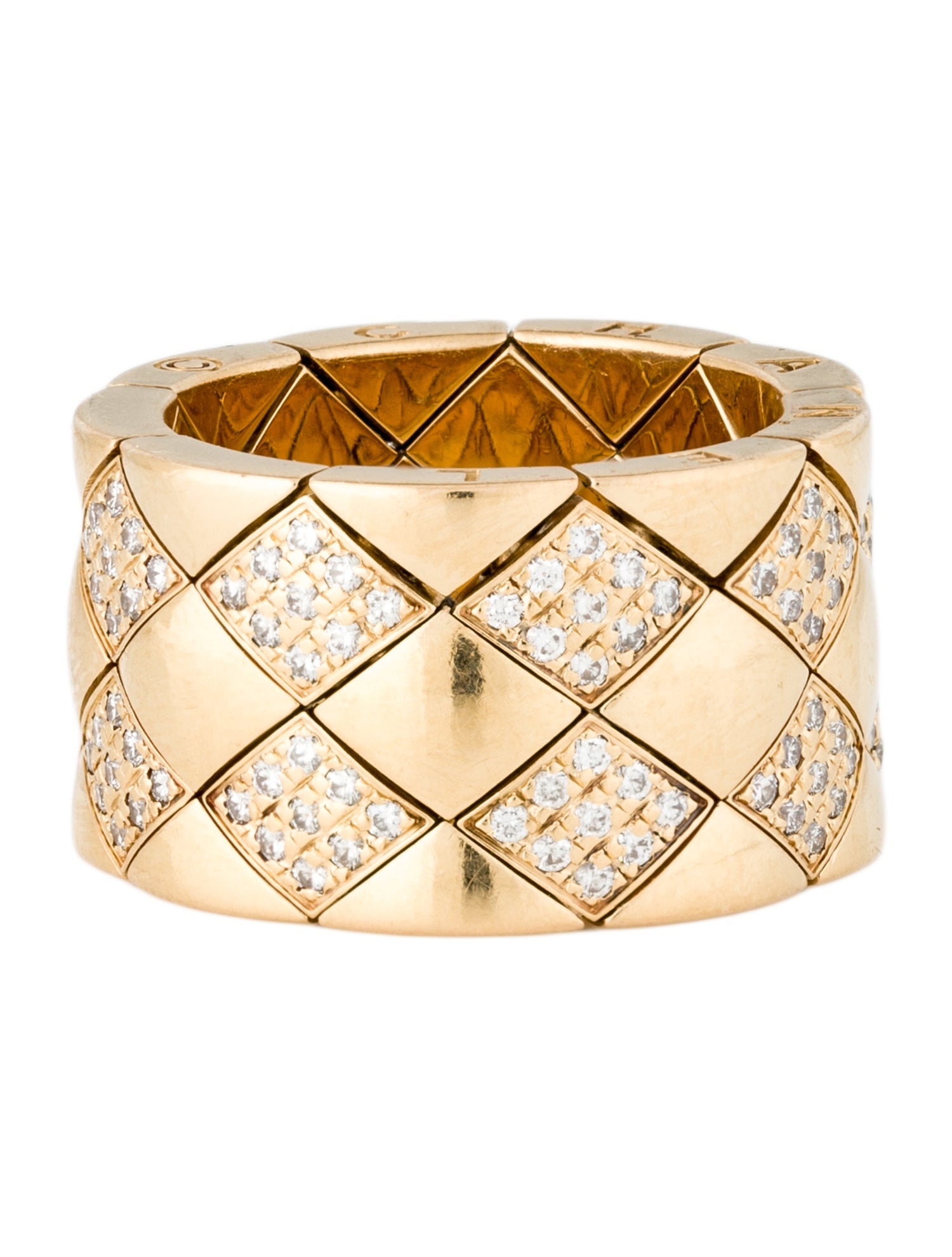 Chanel 18K Diamond Matelassé Ring