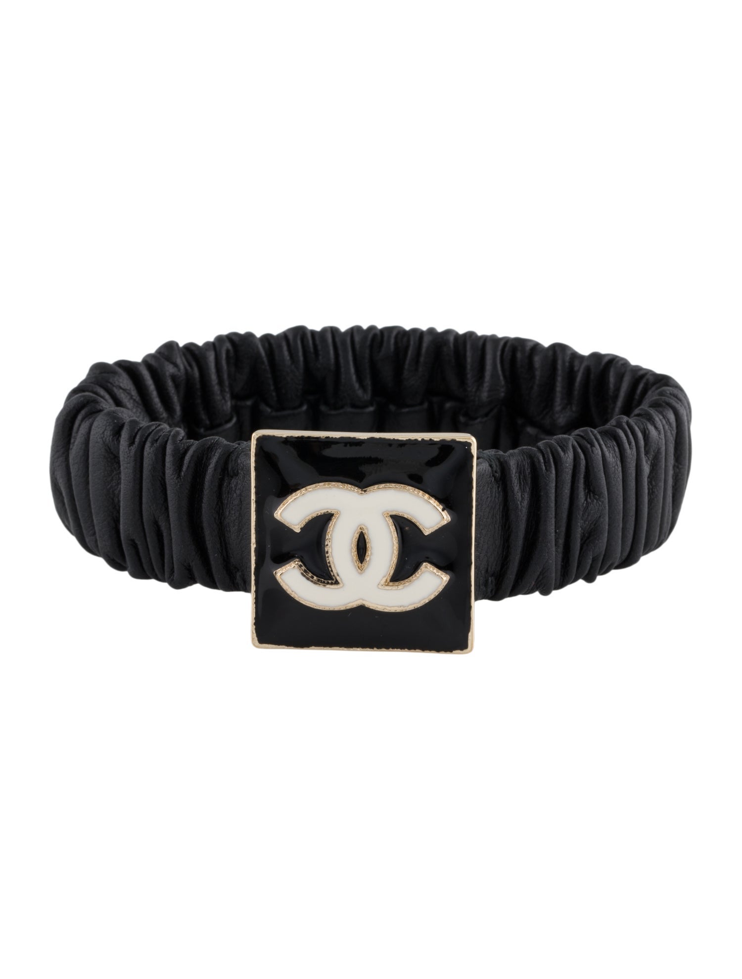 Chanel Leather & Enamel CC Bracelet