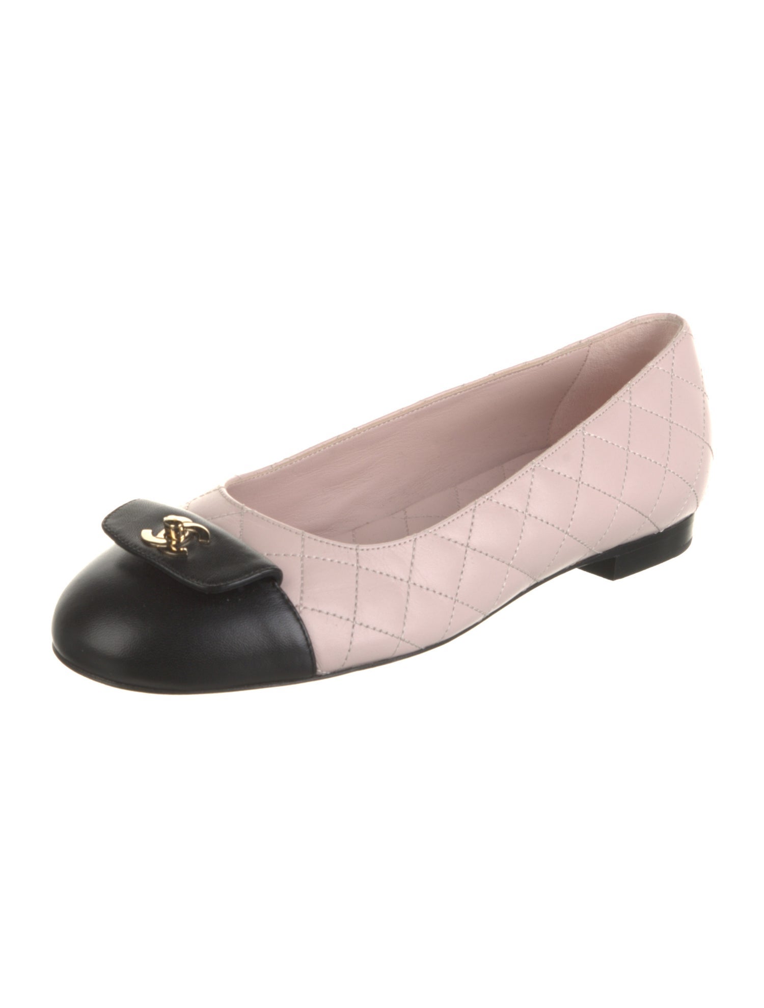 Chanel Interlocking CC Logo Leather Flats