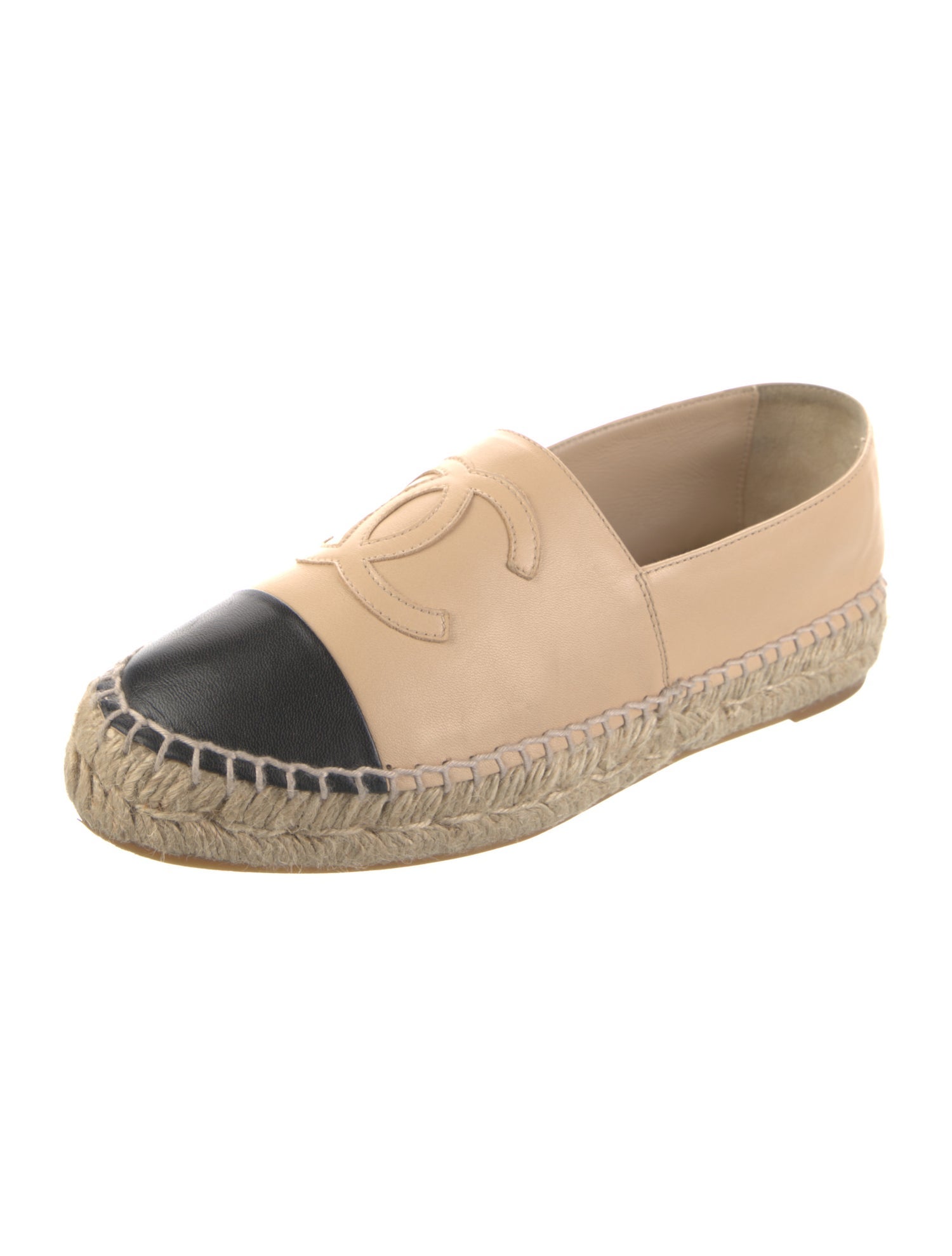 Chanel Interlocking CC Logo Lambskin Espadrilles