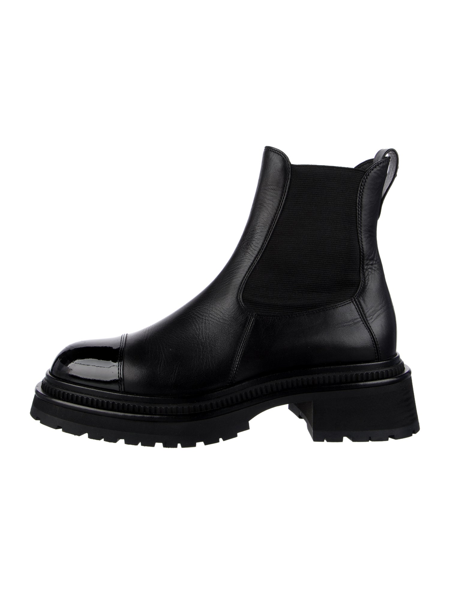 Chanel Interlocking CC Logo Leather Chelsea Boots