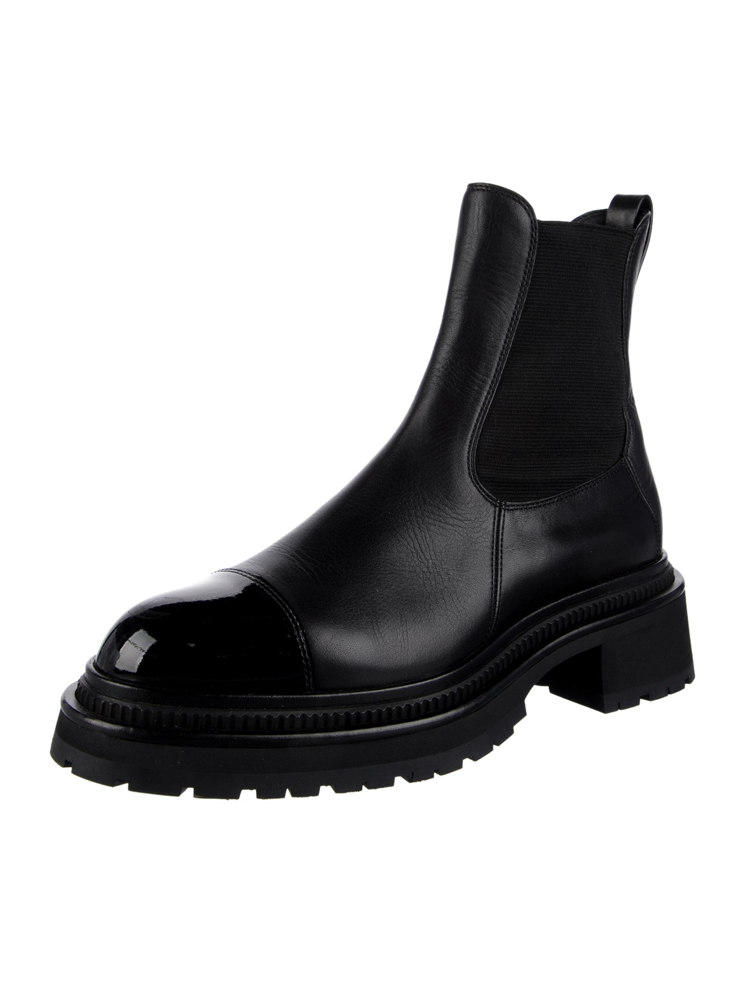 Chanel Interlocking CC Logo Leather Chelsea Boots