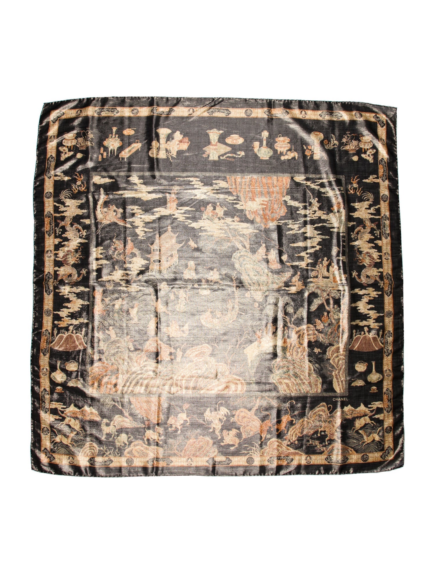 Chanel Chinese Coromandel Vintage Shawl