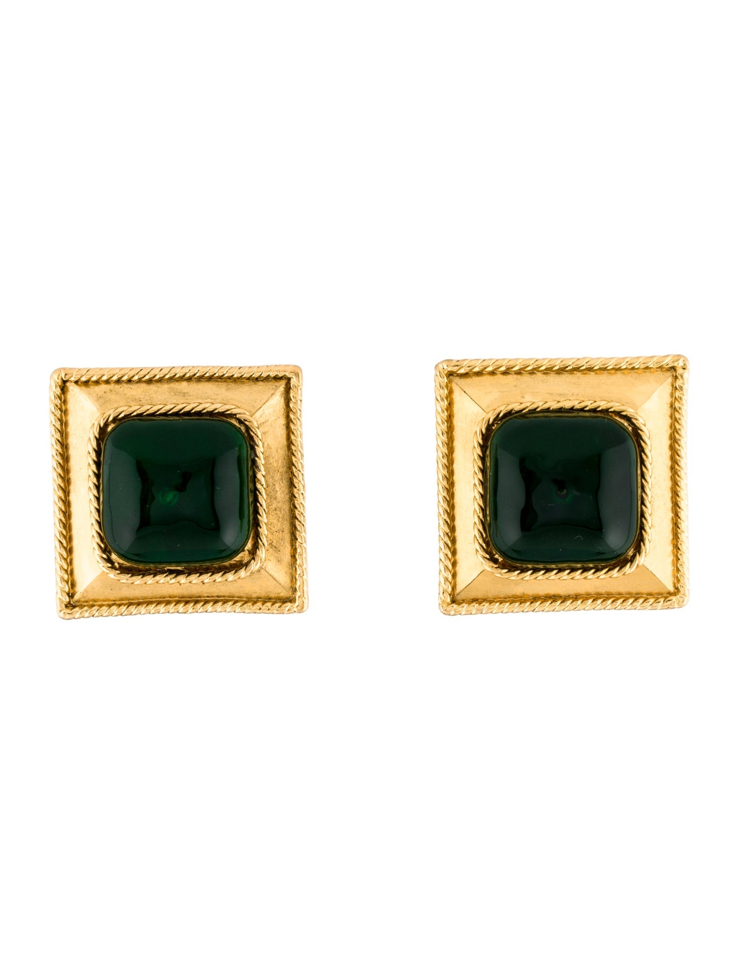 Chanel Vintage Gripoix Square Clip-On Earrings