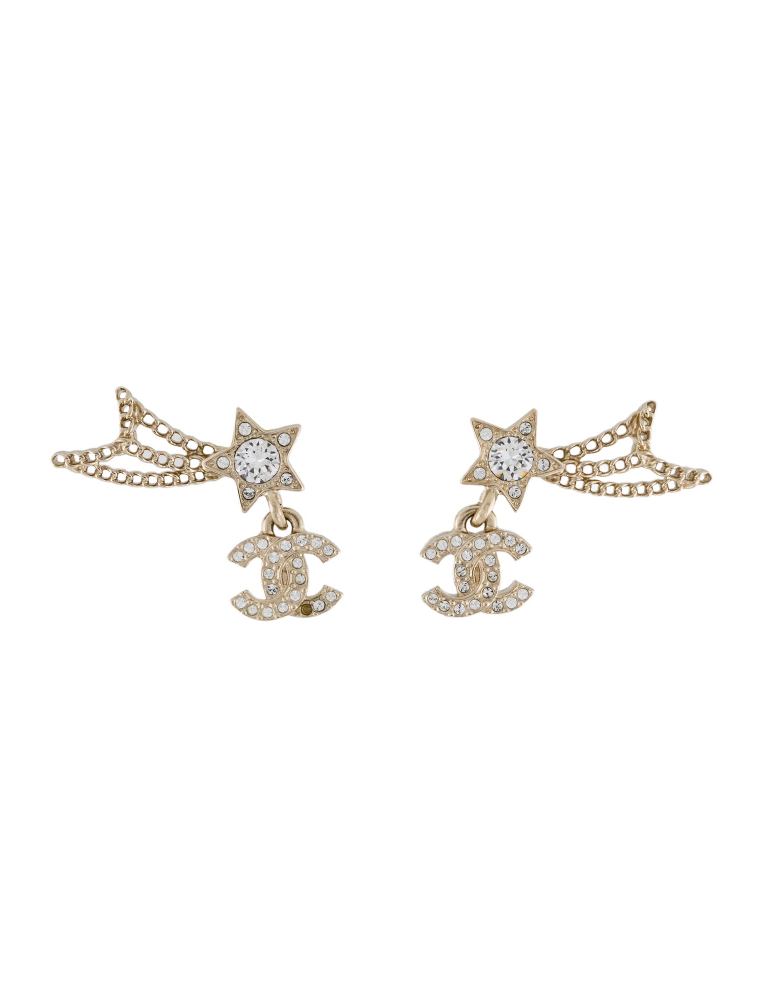 Chanel 2025 Strass CC Star Drop Earrings