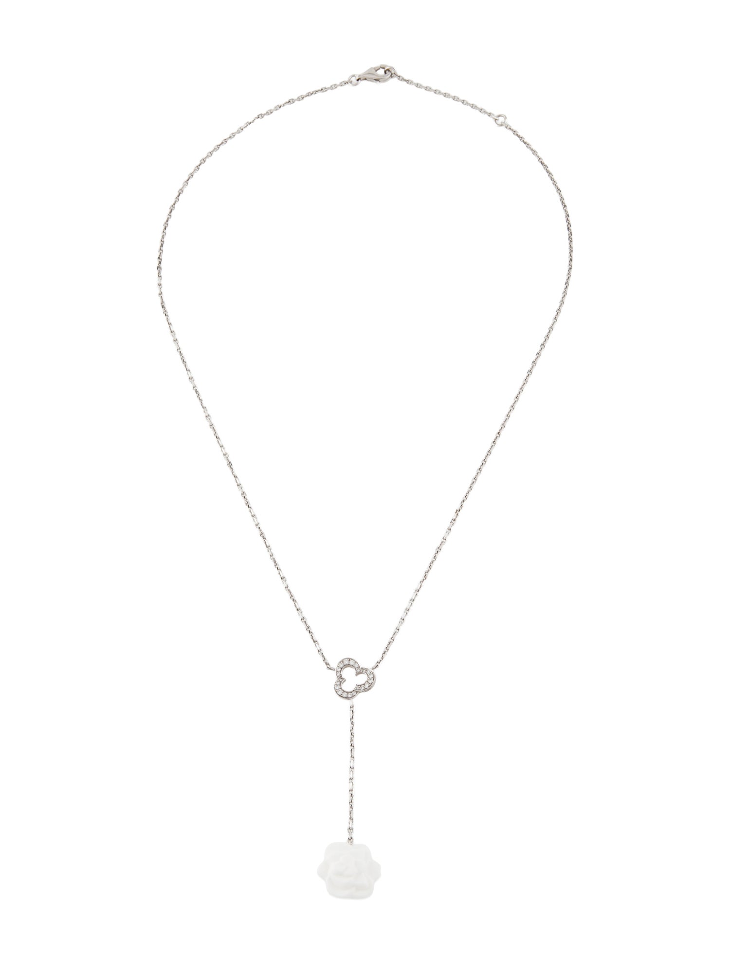 Chanel 18K Agate & Diamond Camélia Sculpté Necklace