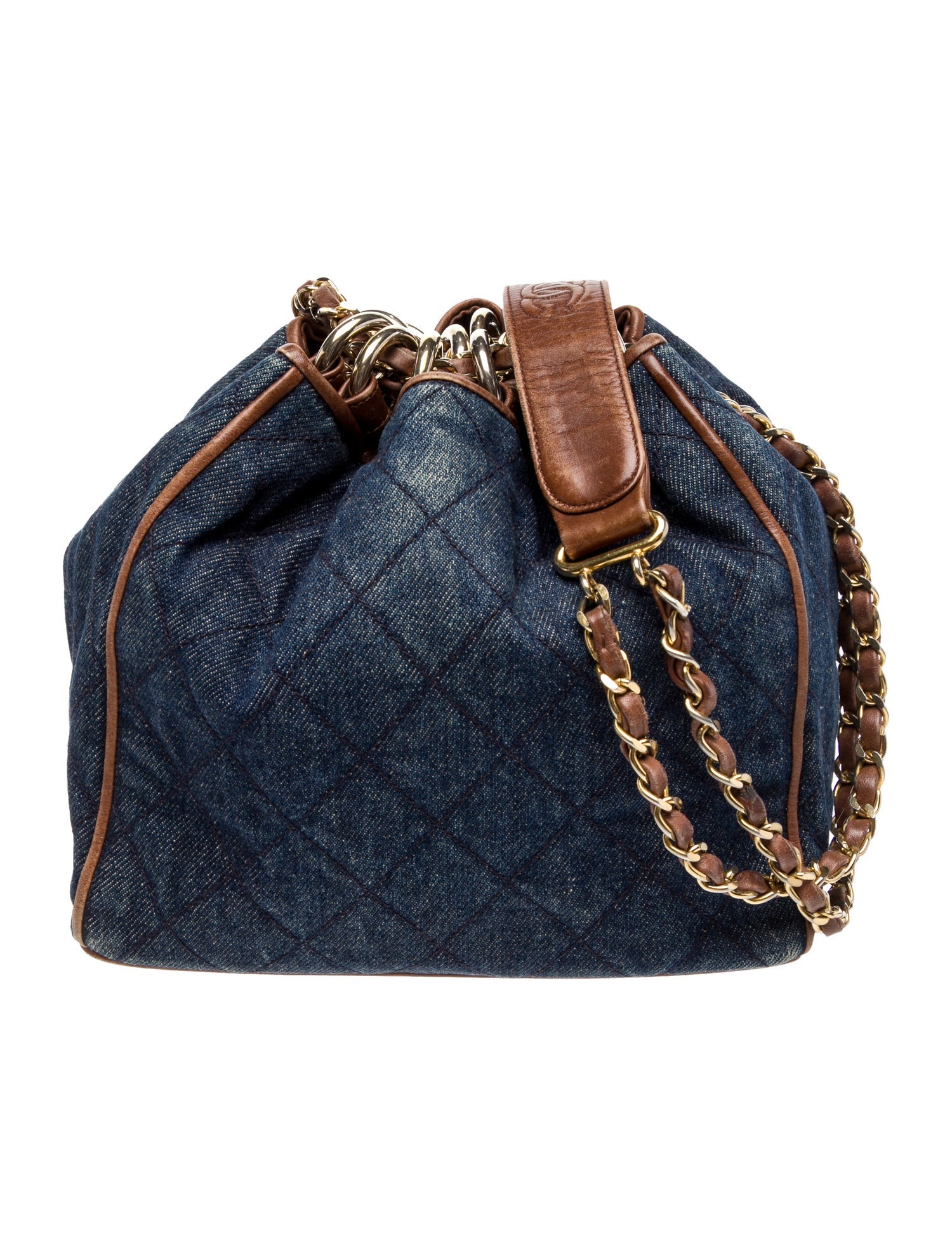 Chanel Quilted Denim Bucket Bag