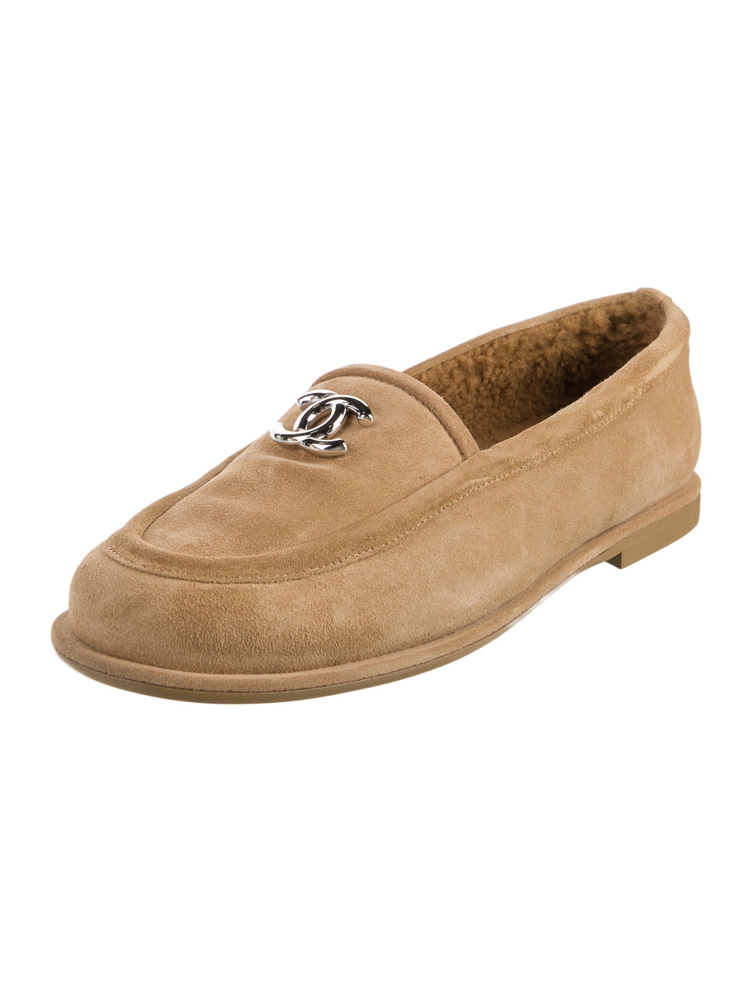 Chanel Interlocking CC Logo Suede Loafers