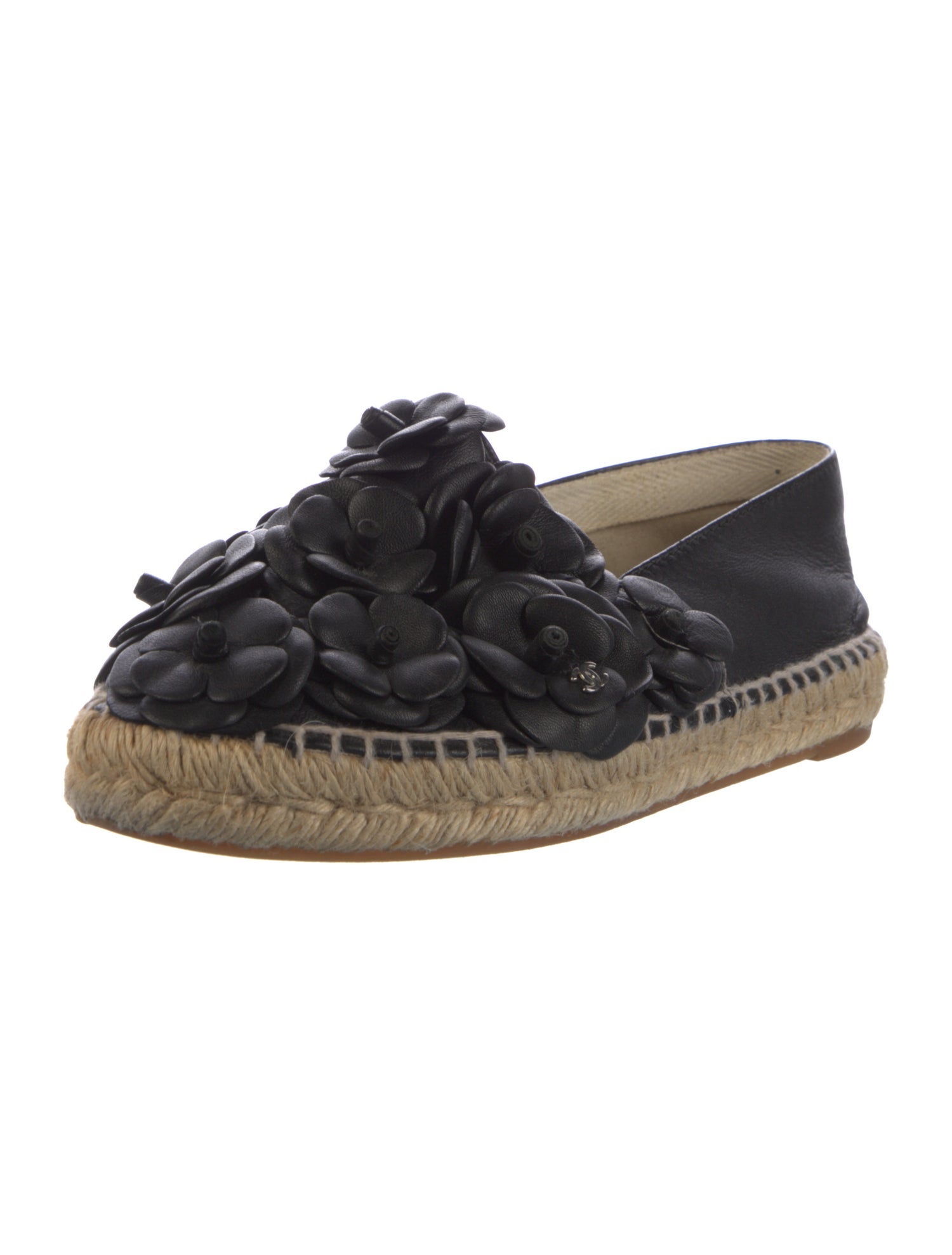 Chanel Interlocking CC Logo Leather Espadrilles