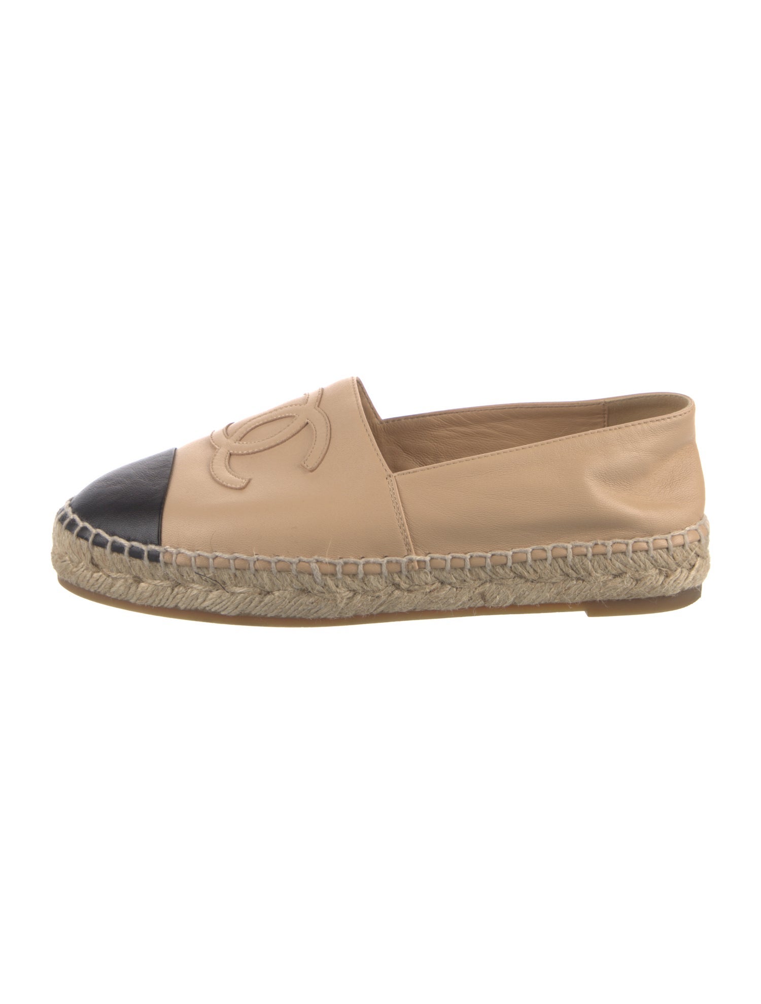 Chanel Interlocking CC Logo Leather Espadrilles