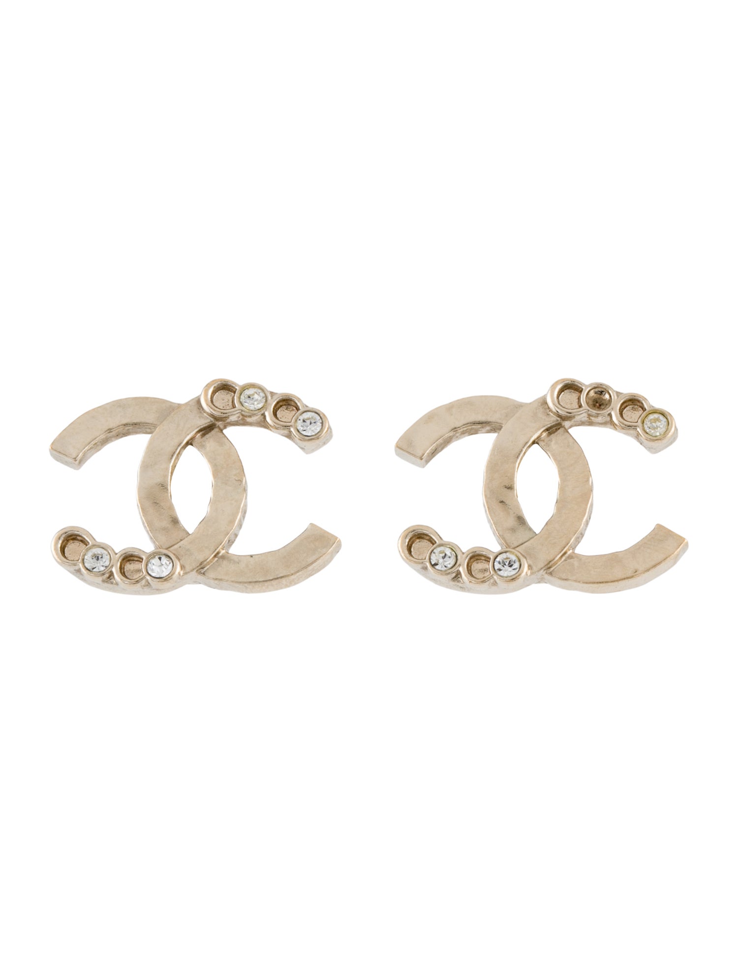 Chanel 2022 Strass CC Stud Earrings