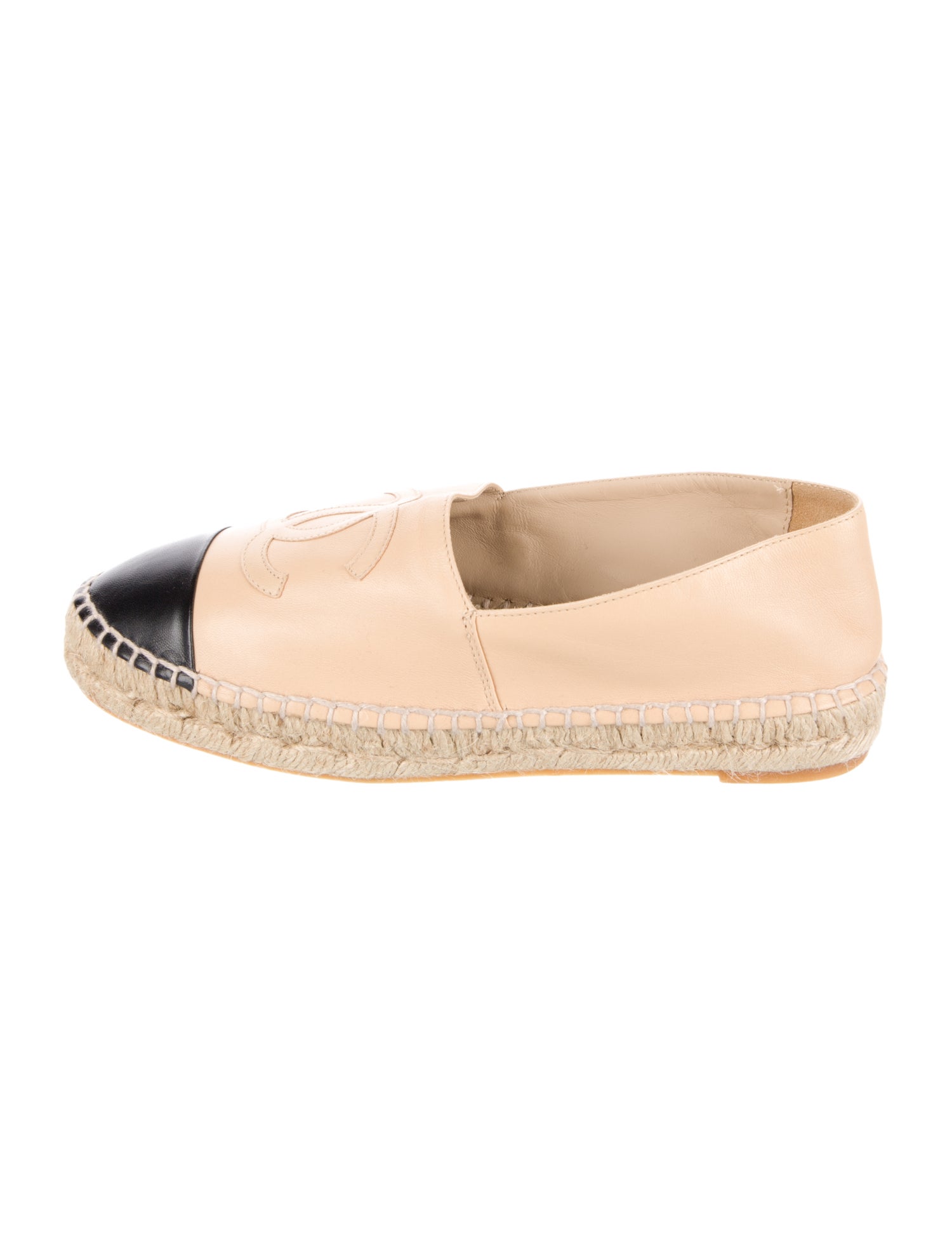 Chanel Interlocking CC Logo Leather Espadrilles