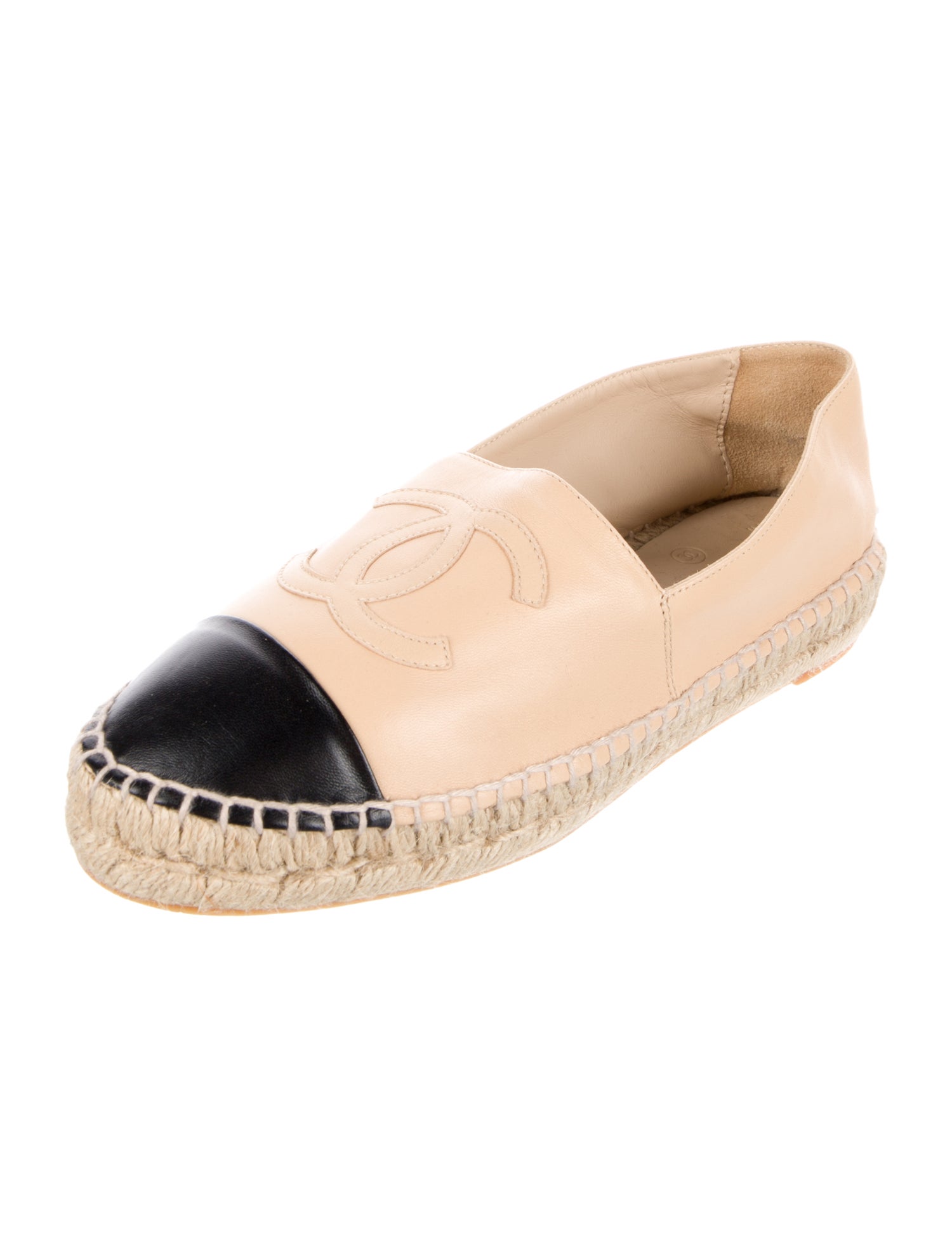 Chanel Interlocking CC Logo Leather Espadrilles