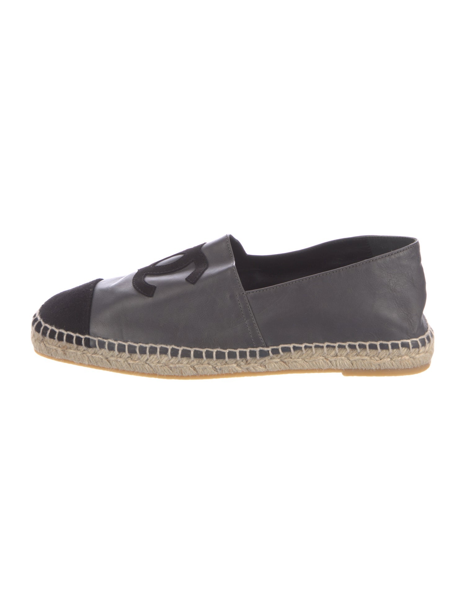 Chanel Interlocking CC Logo Leather Espadrilles