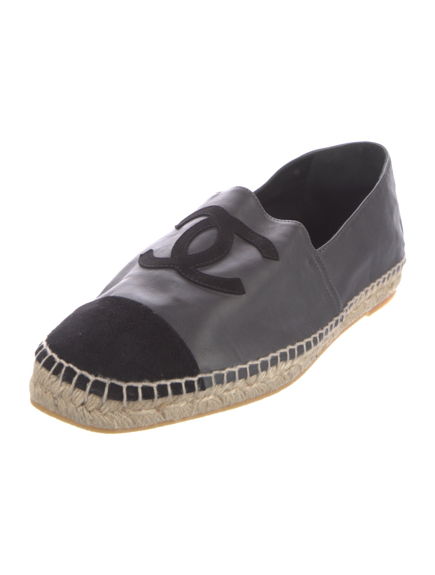 Chanel Interlocking CC Logo Leather Espadrilles