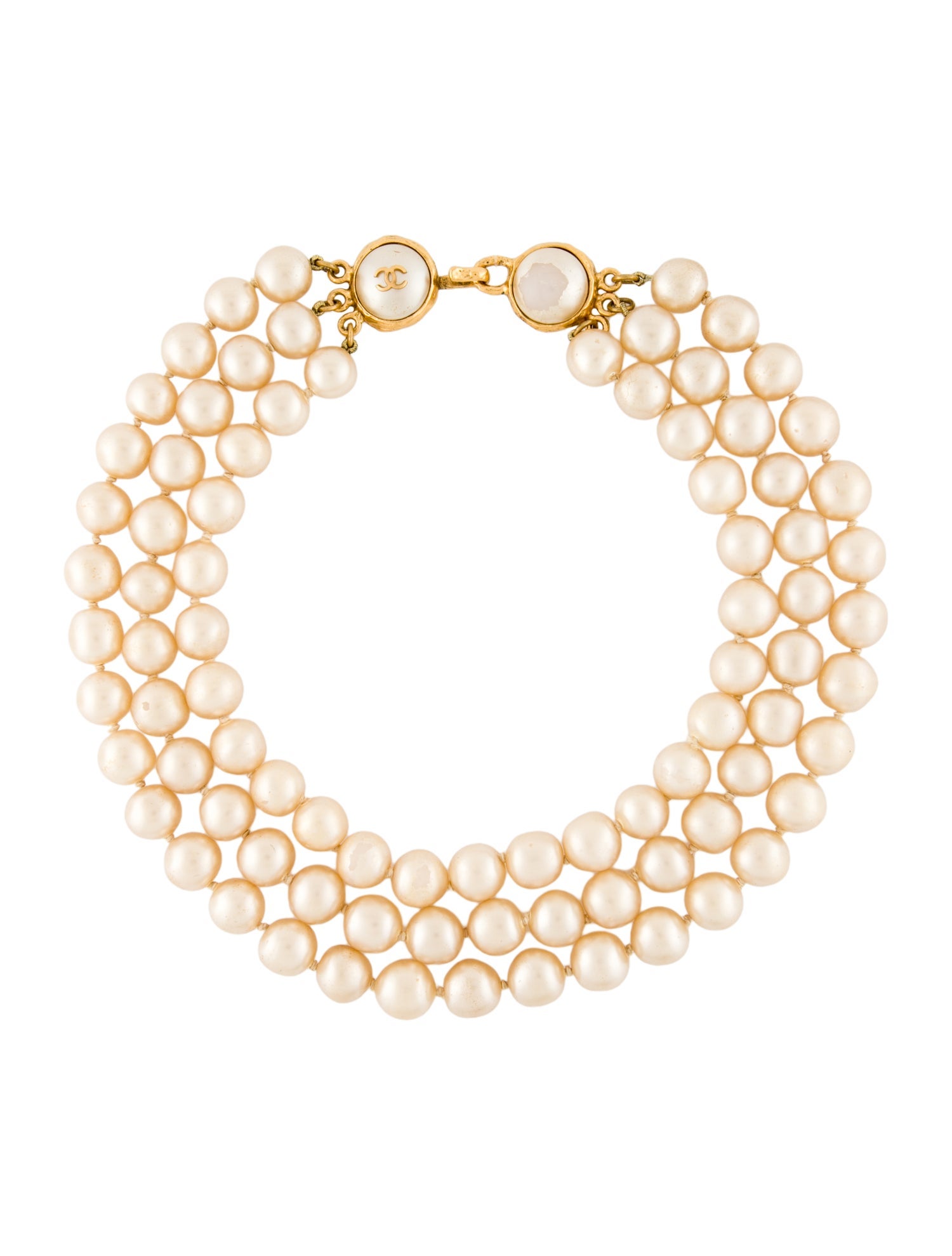 Chanel Vintage Faux Pearl Multistrand Necklace