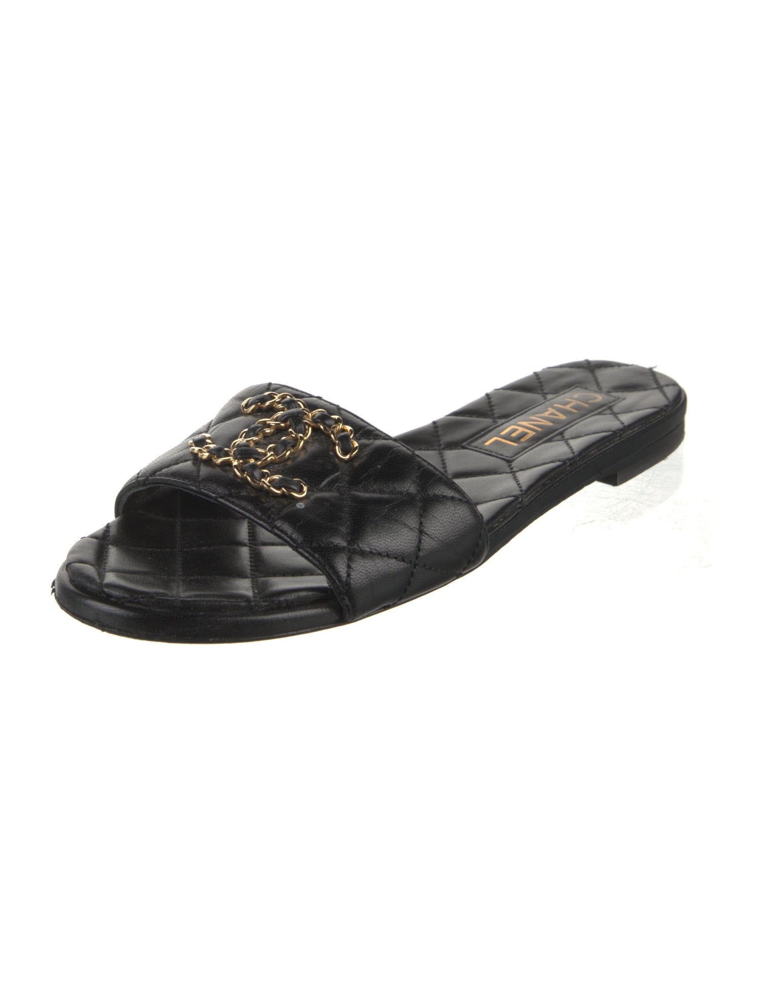 Chanel Interlocking CC Logo Leather Flats