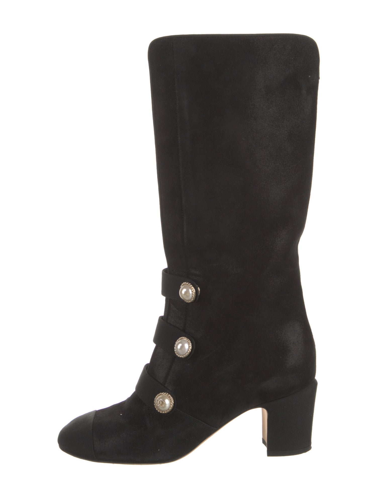 Chanel Interlocking CC Logo Suede Boots