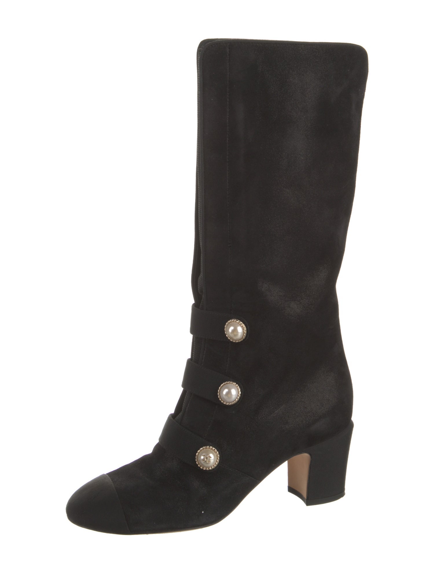 Chanel Interlocking CC Logo Suede Boots