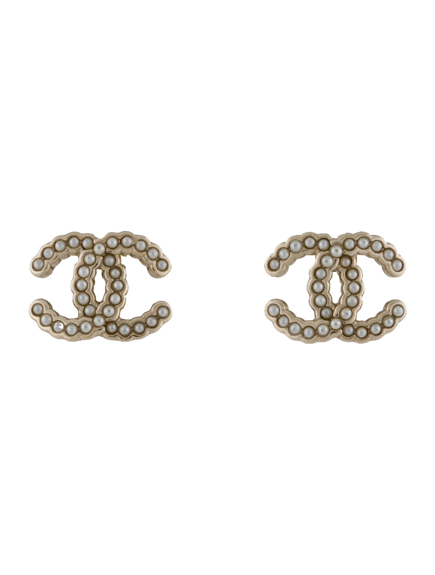 Chanel Faux Pearl CC Logo Stud Earrings