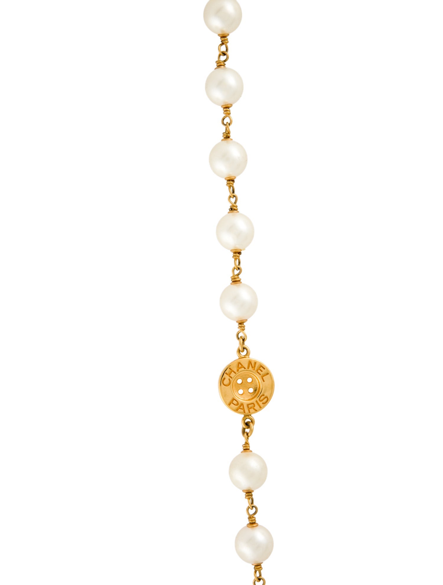 Chanel 2020 Faux Pearl Button Station Necklace