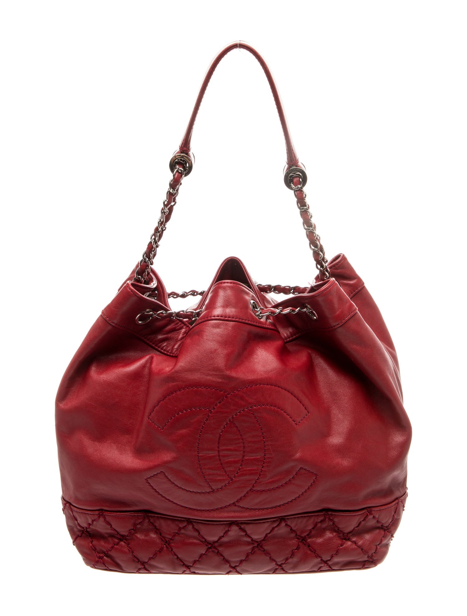 Chanel Surpique Drawstring Bucket Bag