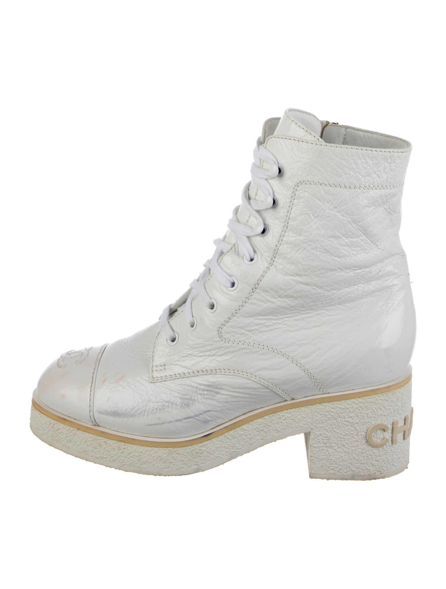 Chanel 2021 Interlocking CC Logo Combat Boots