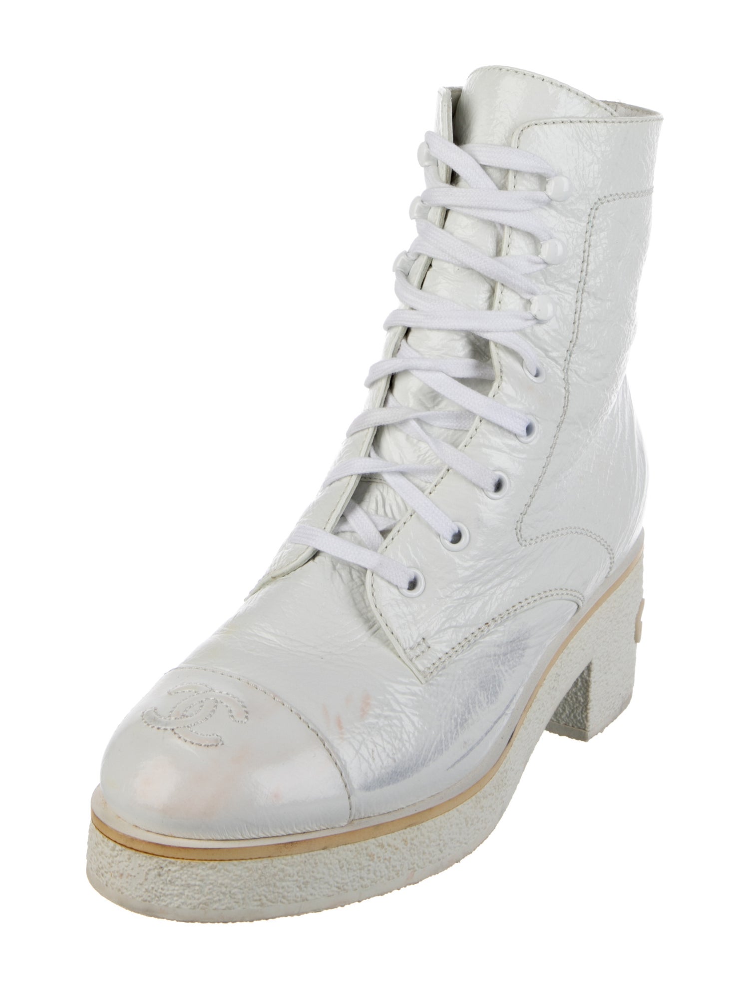 Chanel 2021 Interlocking CC Logo Combat Boots