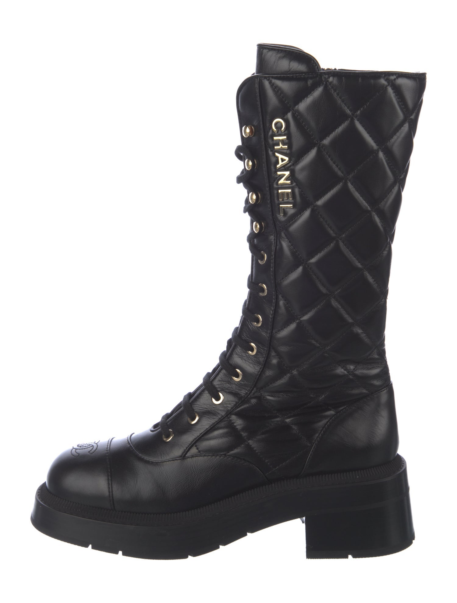 Chanel 2024 Interlocking CC Logo Combat Boots