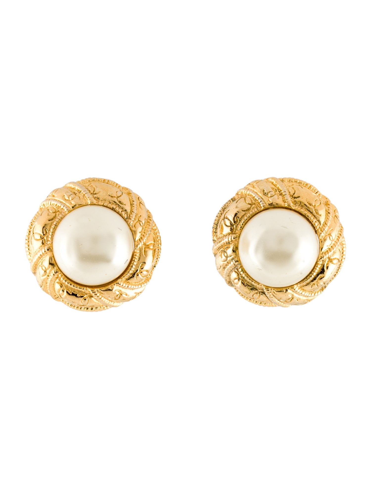 Chanel Vintage Faux Pearl Clip-On Earrings