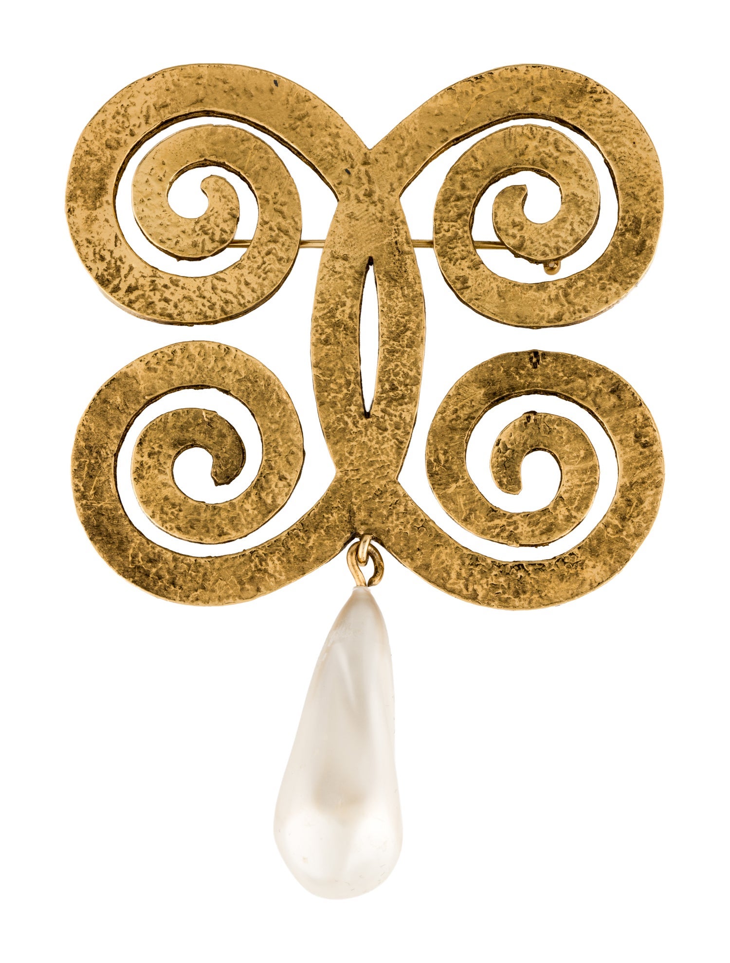 Chanel Vintage Faux Pearl Swirl Brooch