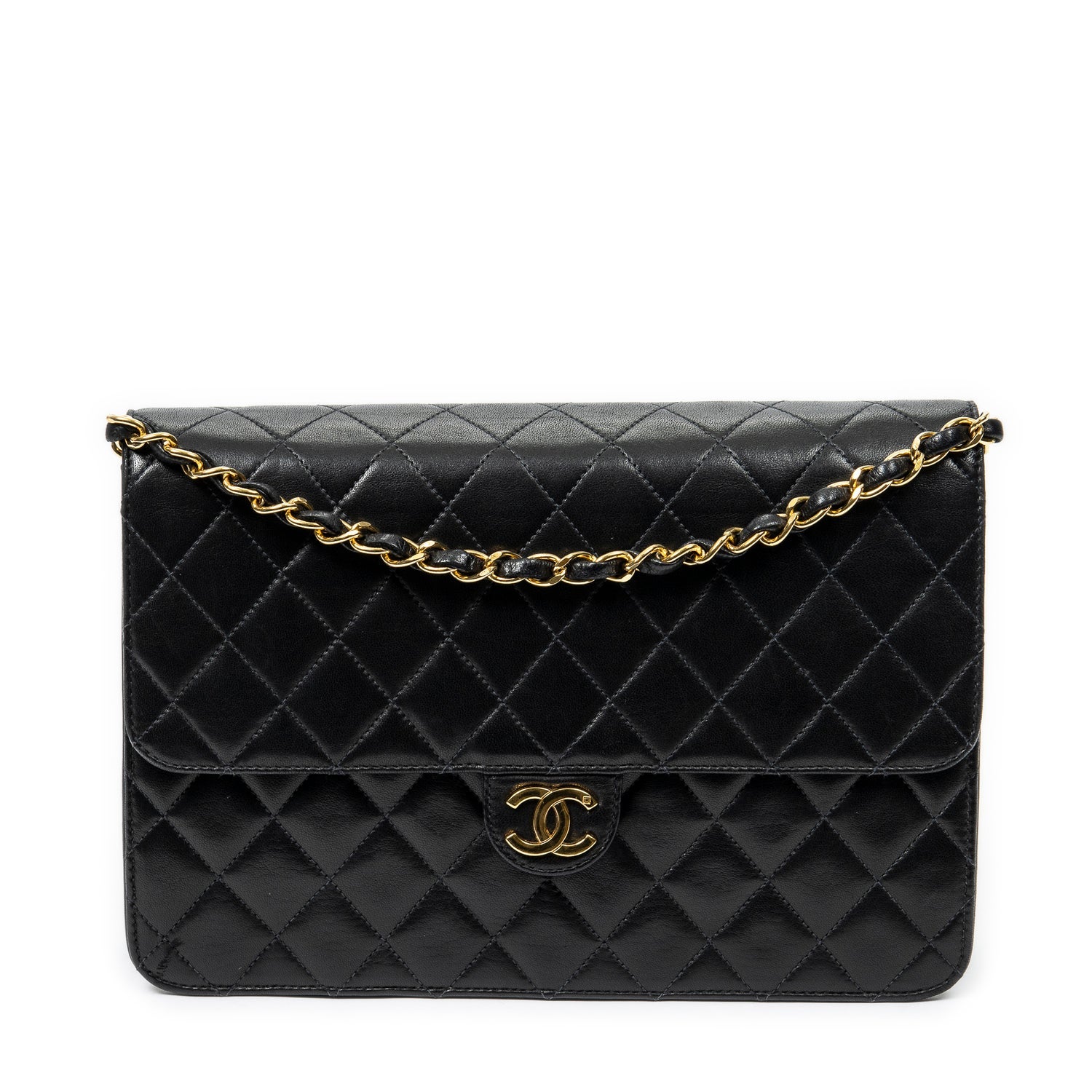 Chanel Leather Vintage Push Lock Straight Flap