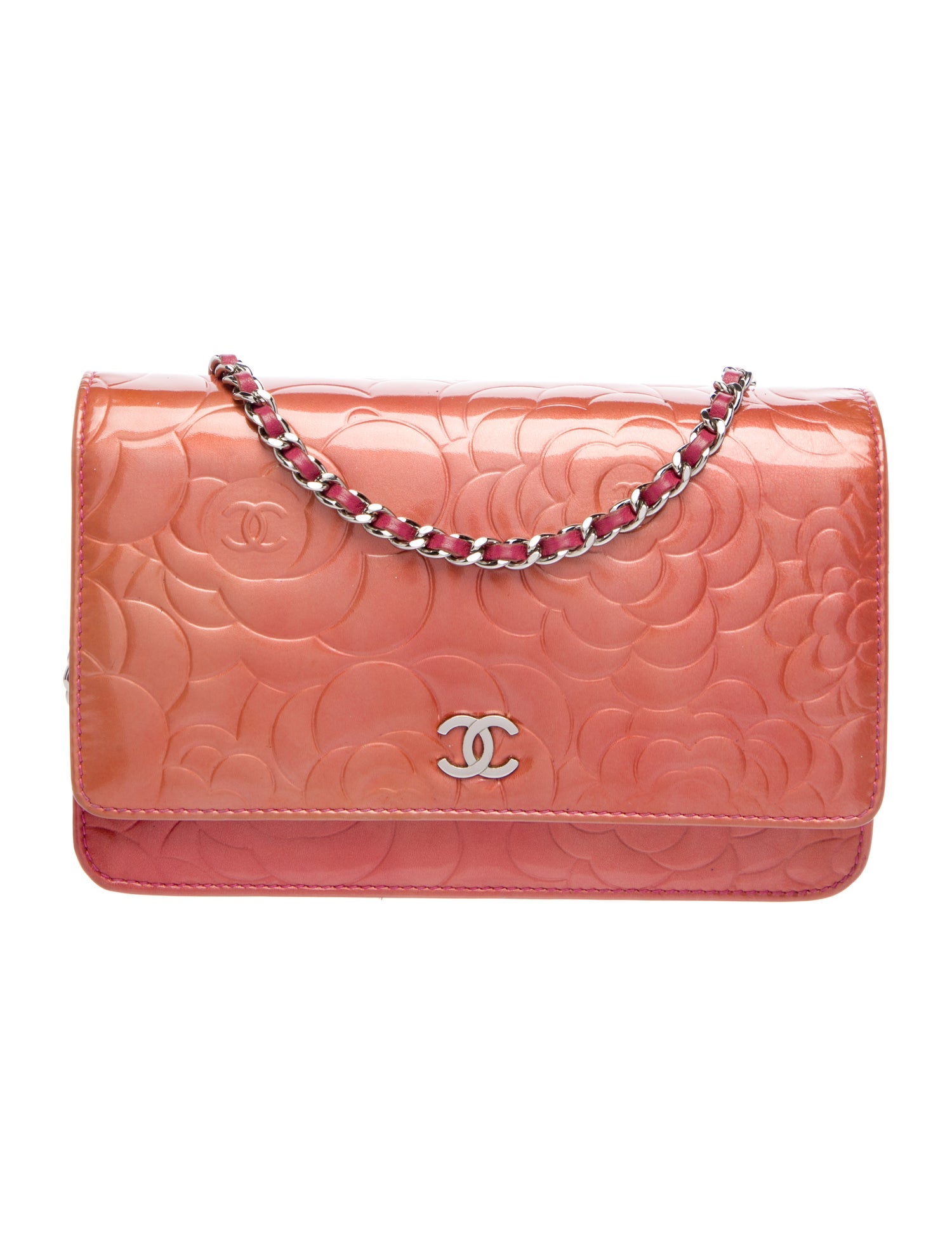 Chanel Patent Camellia Wallet On Chain