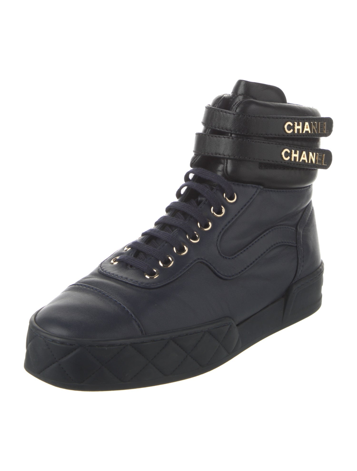 Chanel Quilted Pattern Leather Sneakers