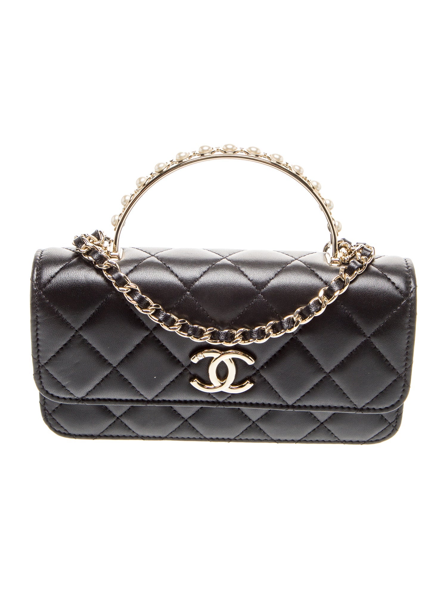 Chanel Faux Pearl Top Handle Wallet on Chain