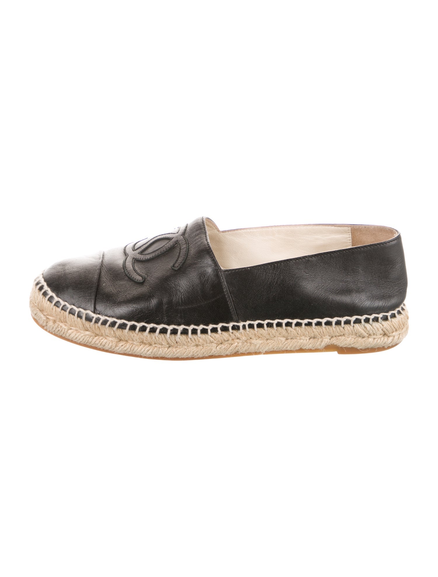 Chanel Interlocking CC Logo Leather Espadrilles