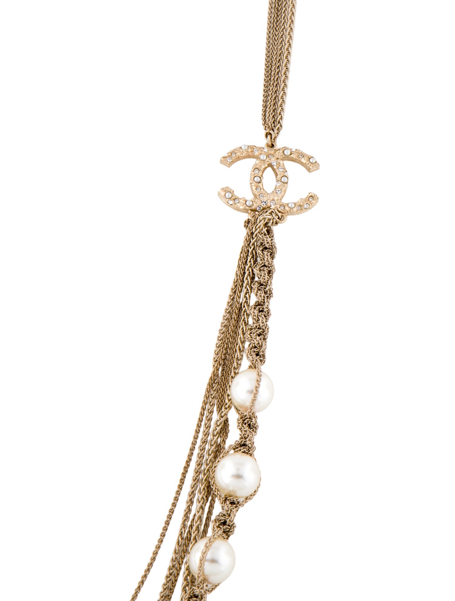 Chanel Faux Pearl & Strass CC Multistrand Necklace