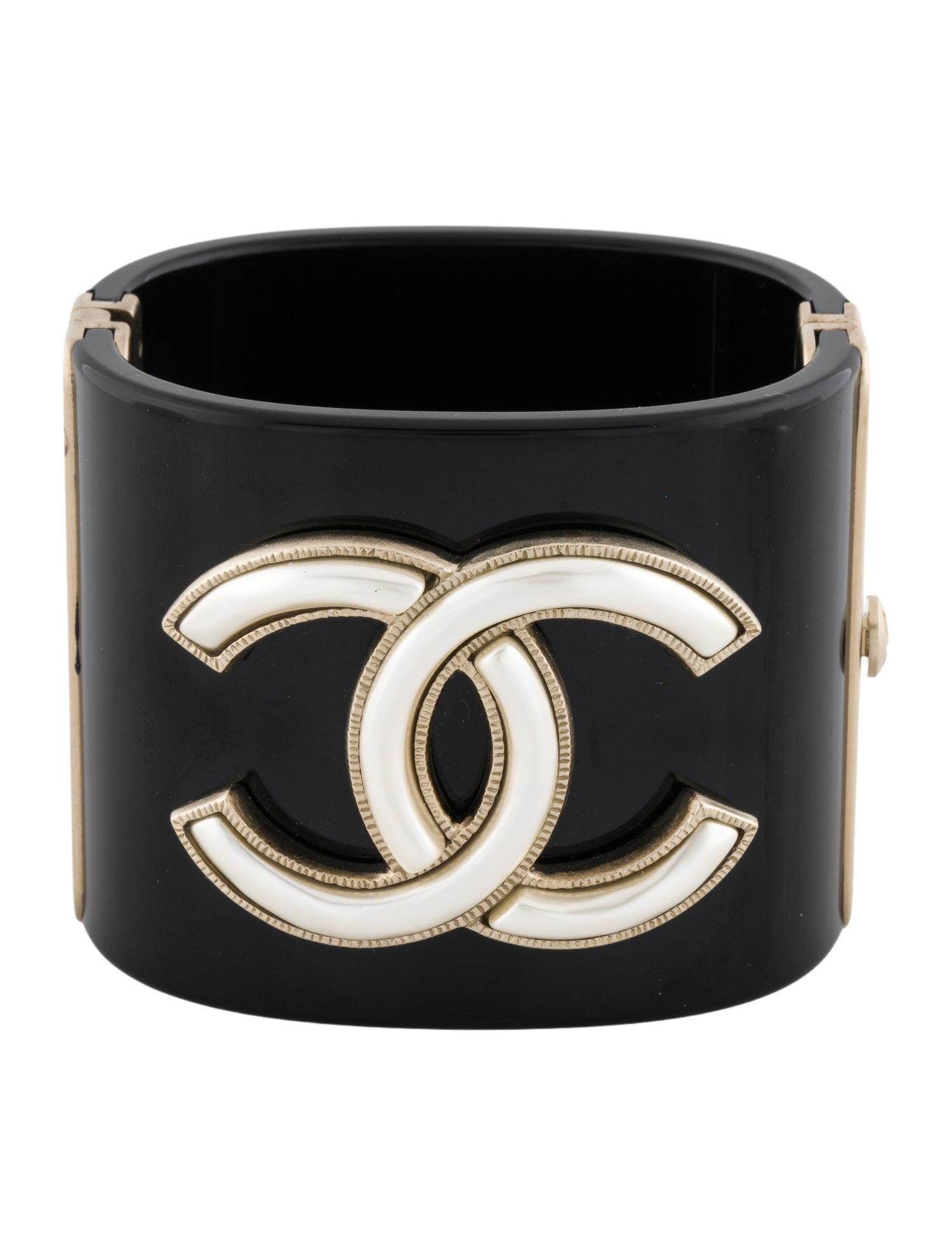 Chanel Faux Pearl & Resin CC Hinged Bangle