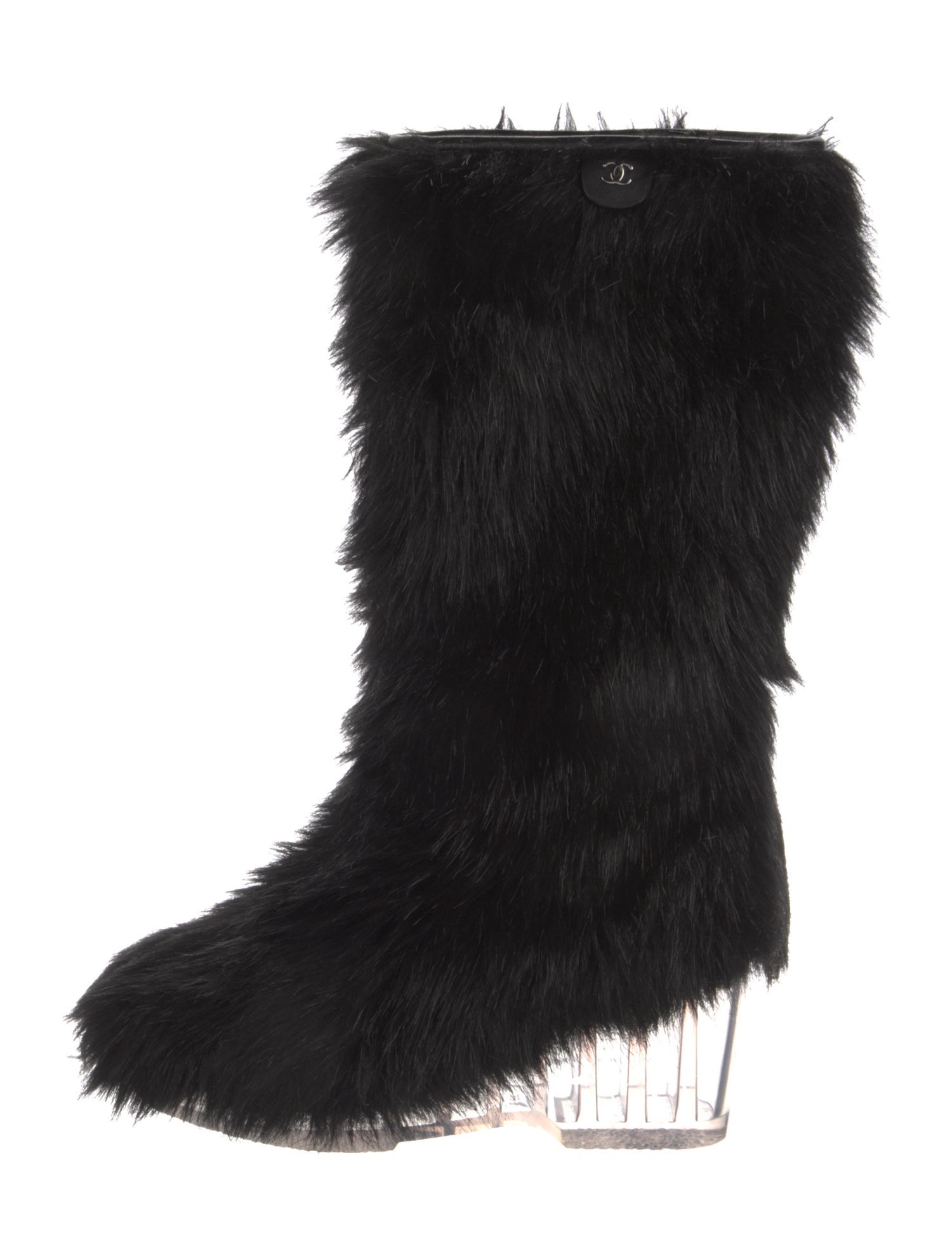 Chanel Interlocking CC Logo Faux Fur Boots