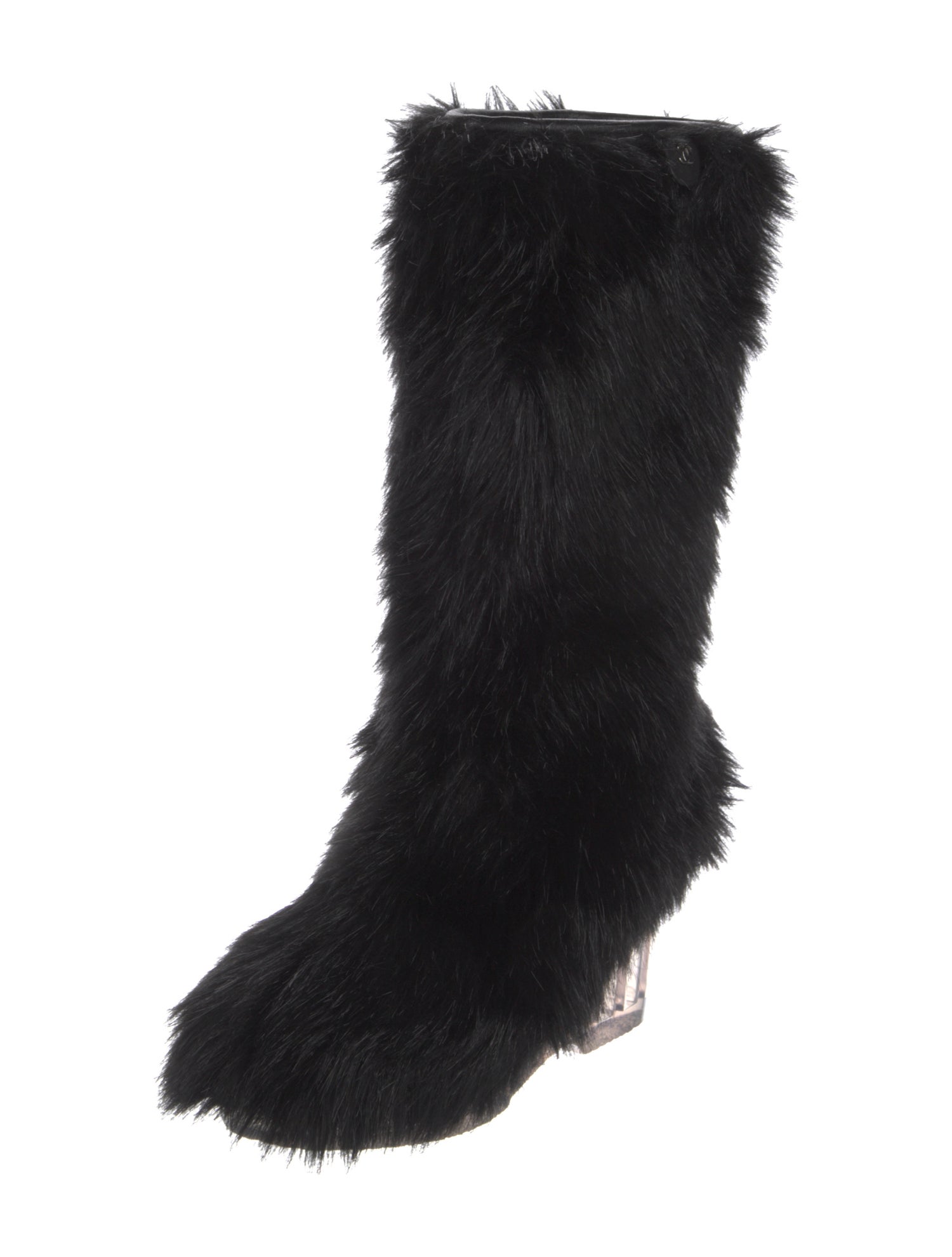 Chanel Interlocking CC Logo Faux Fur Boots