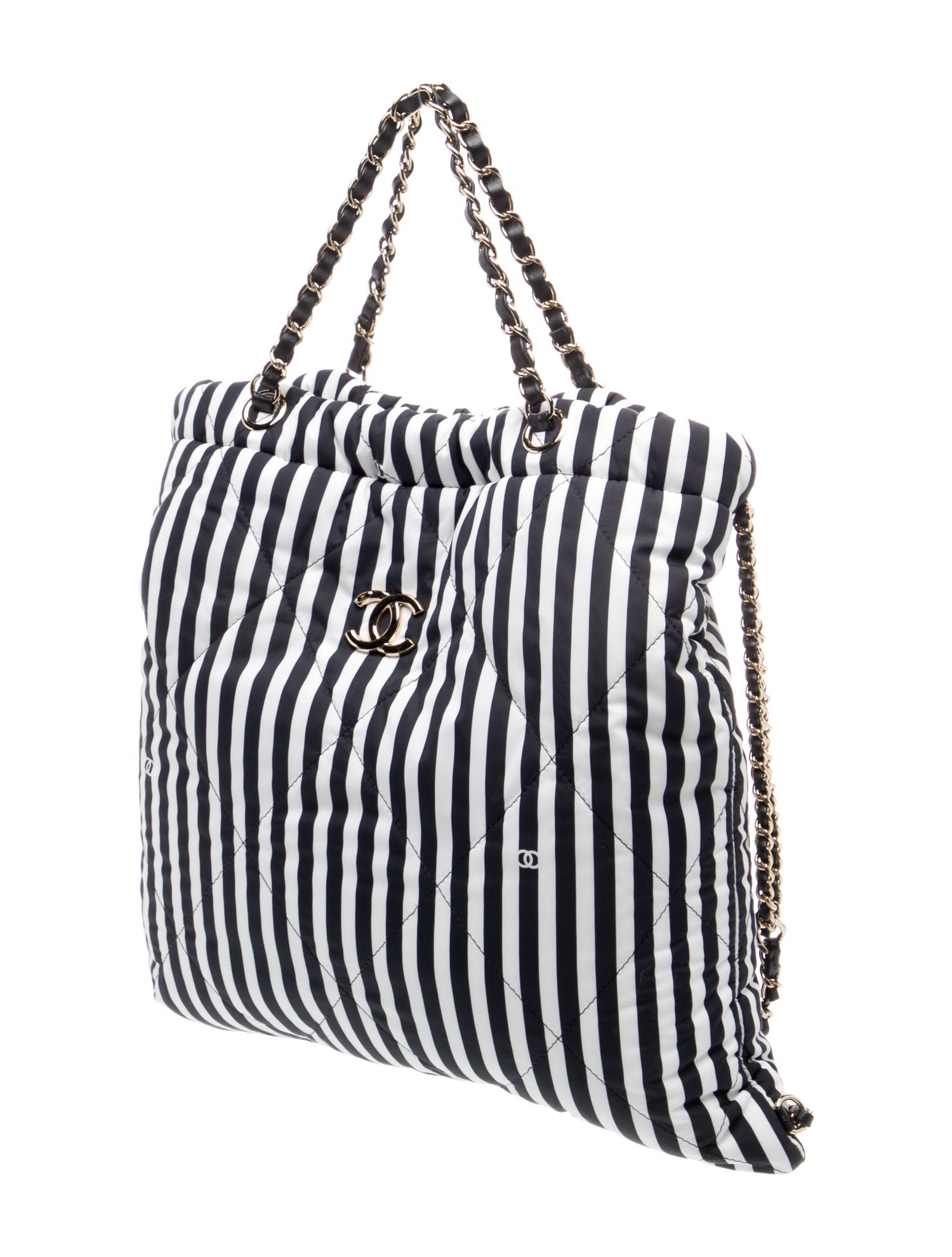 Chanel Coco Beach 2024 Striped Nylon Convertible Backpack