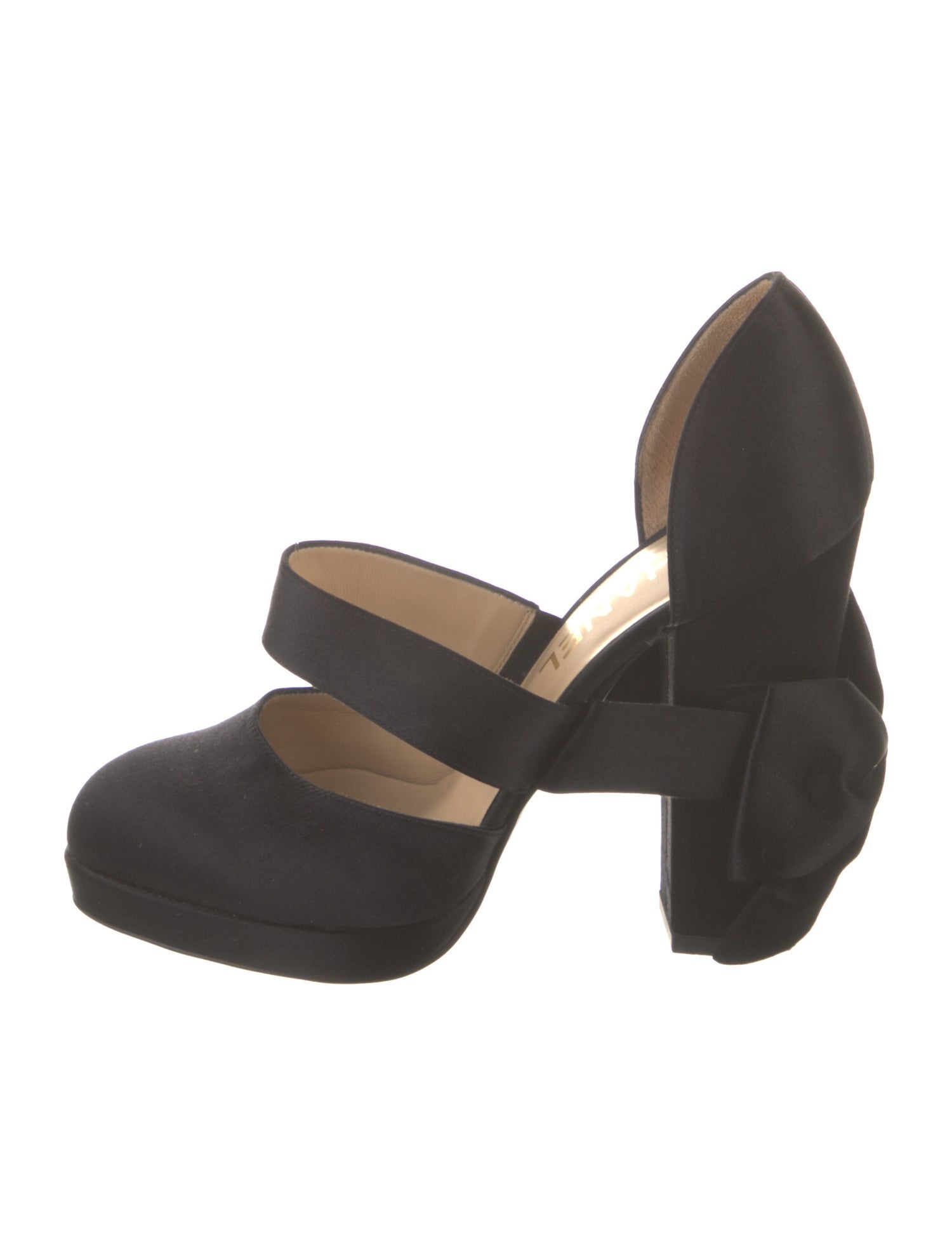 Chanel Satin Bow Accents D'Orsay Pumps