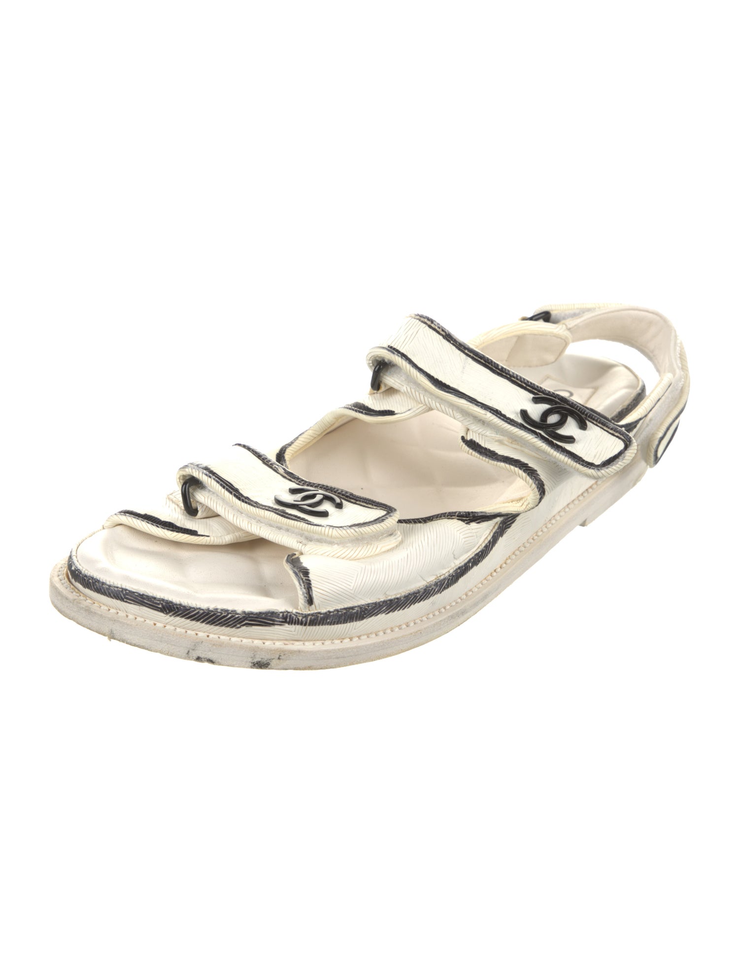 Chanel Interlocking CC Logo Calfskin Sandals