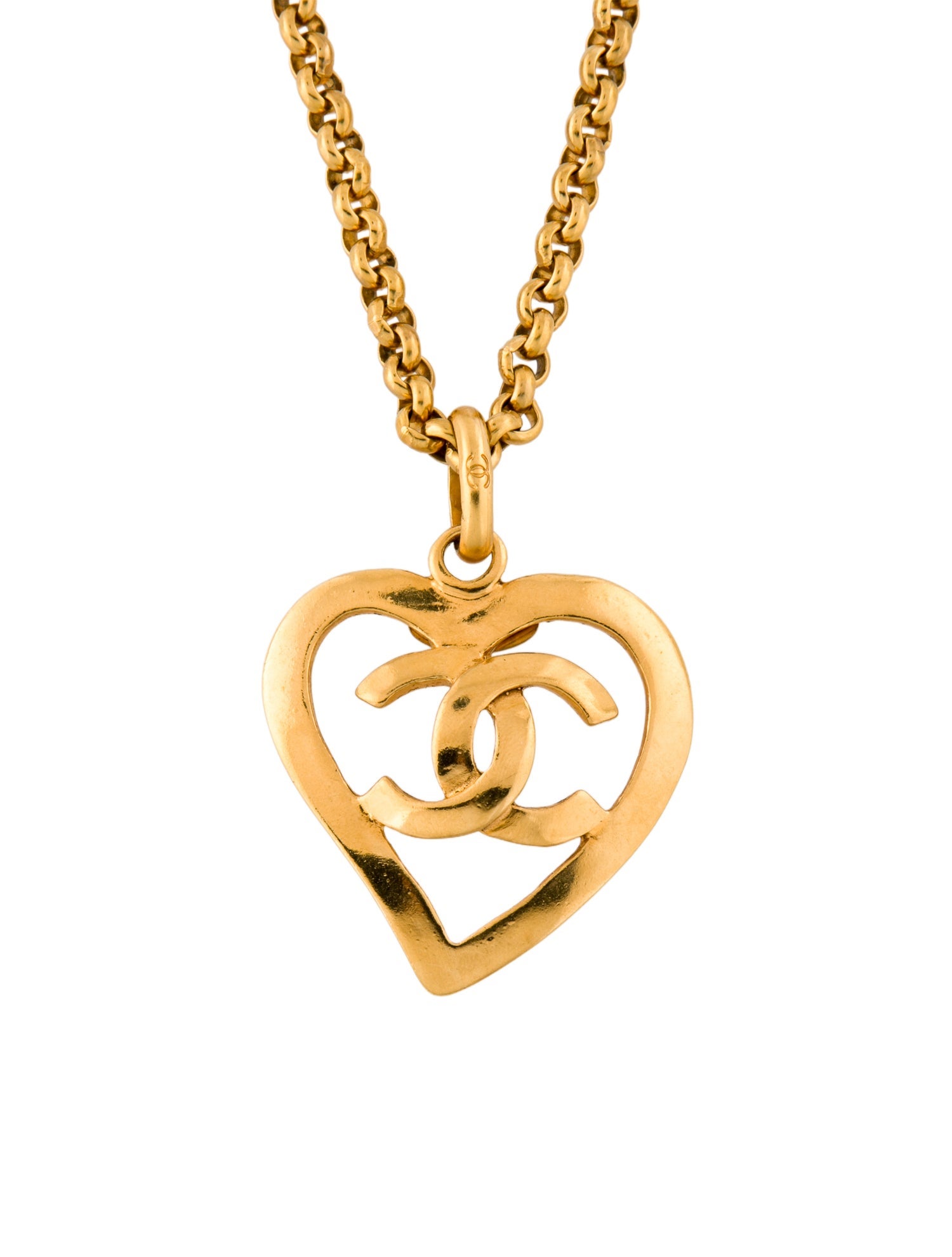 Chanel Vintage CC Heart Pendant Necklace